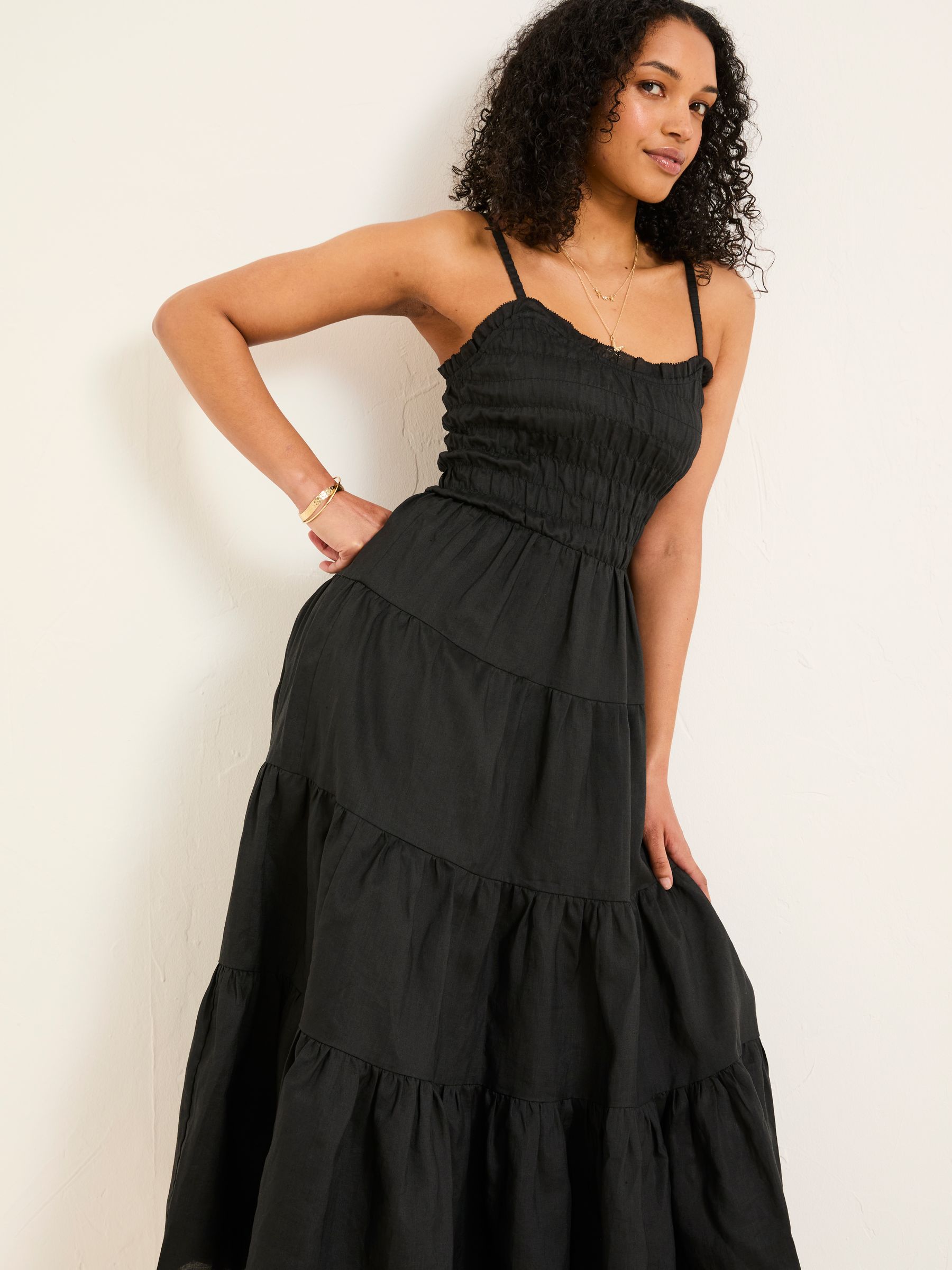 Adeline Black Tiered Strappy Dress - Image 7 of 8