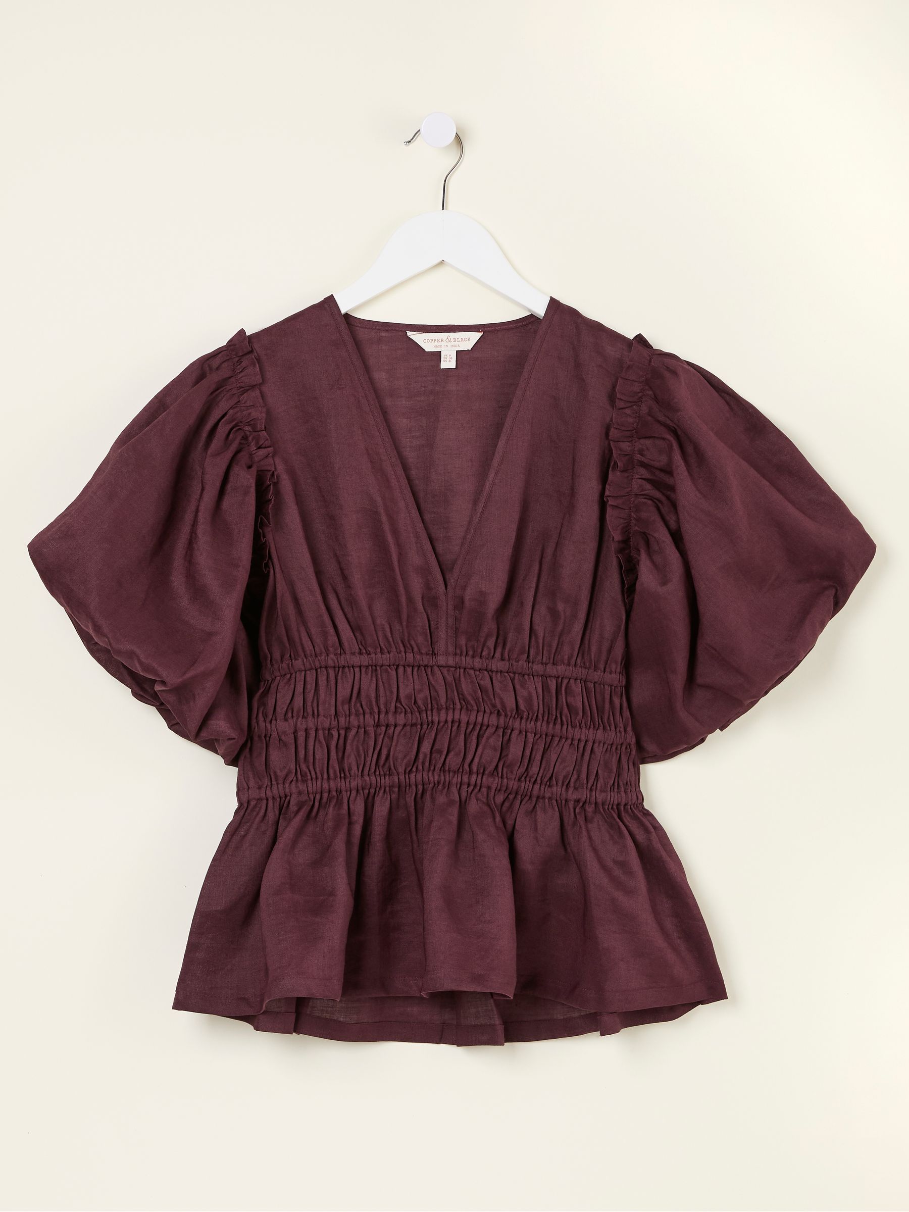 Arabella Claret Puff Sleeve Top - Image 1 of 1