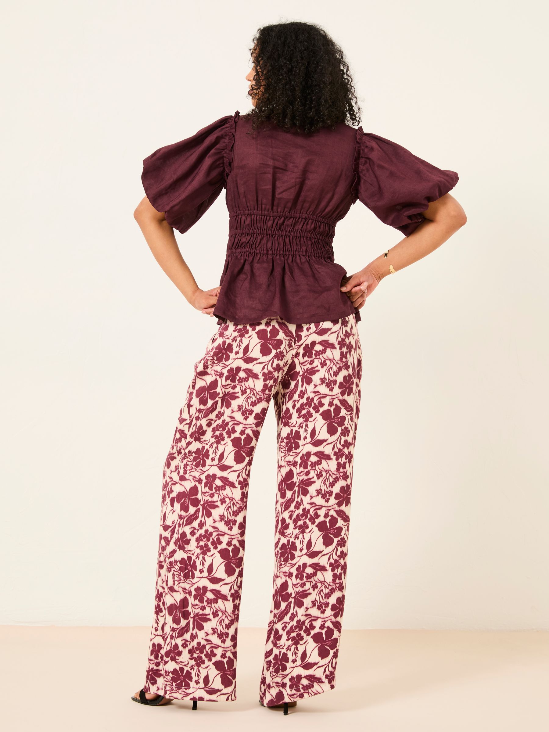 Arabella Claret Puff Sleeve Top - Image 3 of 8