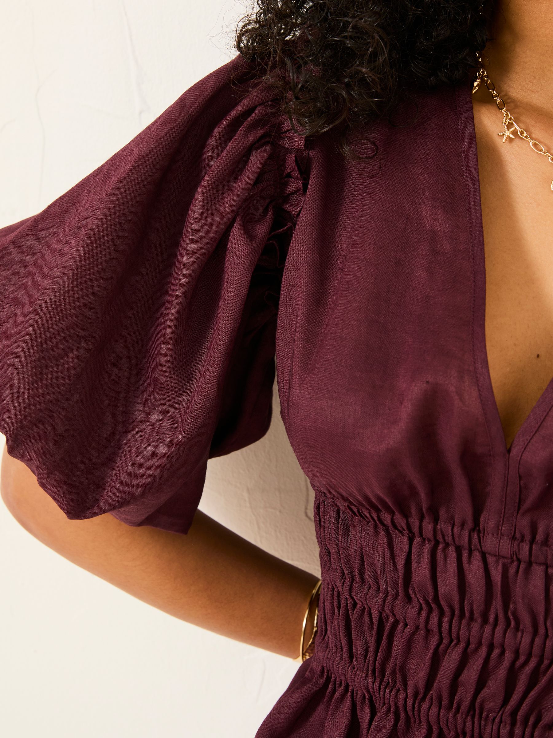 Arabella Claret Puff Sleeve Top - Image 4 of 8