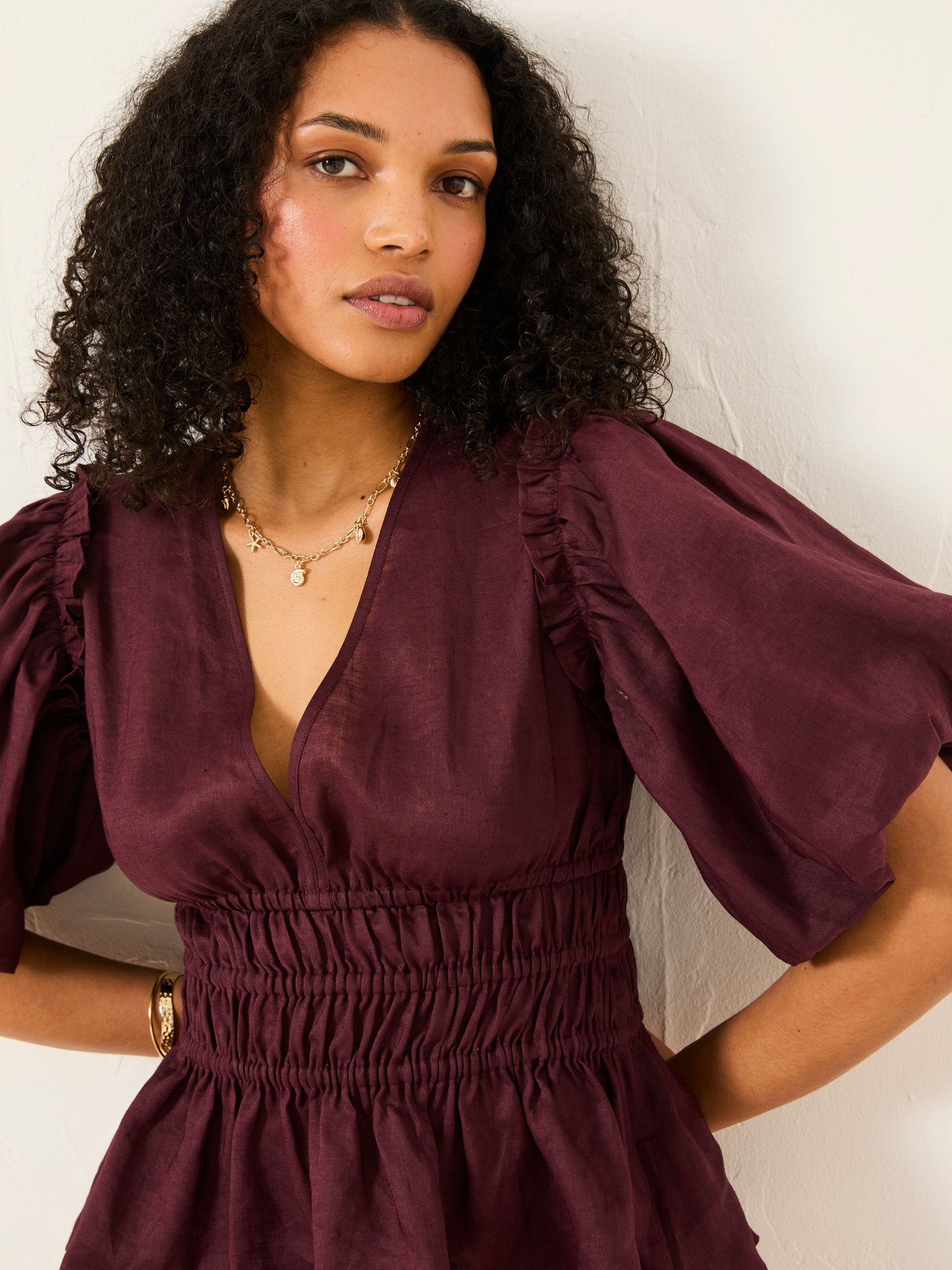 Arabella Claret Puff Sleeve Top - Image 7 of 8
