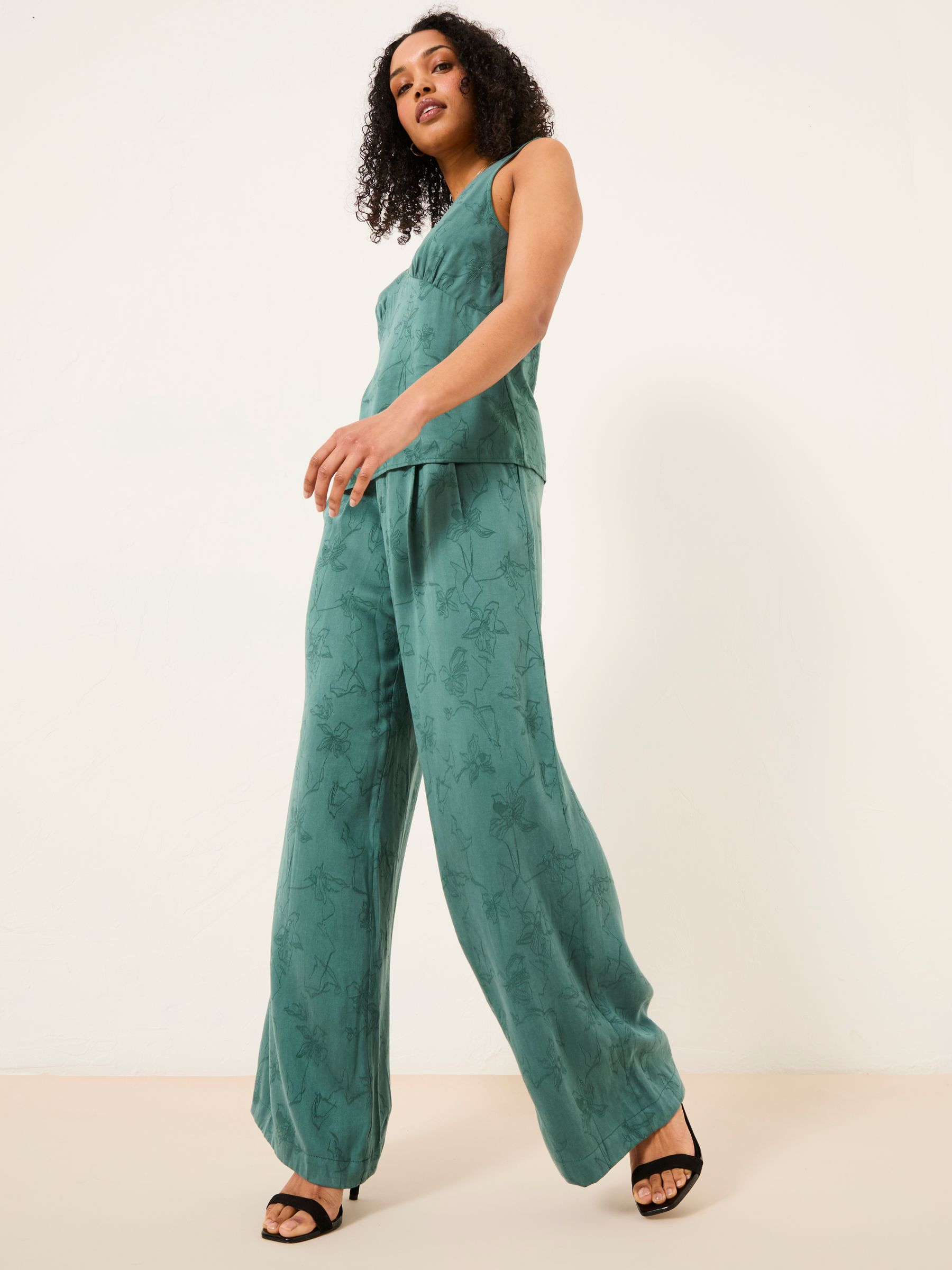 Kingston Jade Green Satin Trouser - Image 1 of 12
