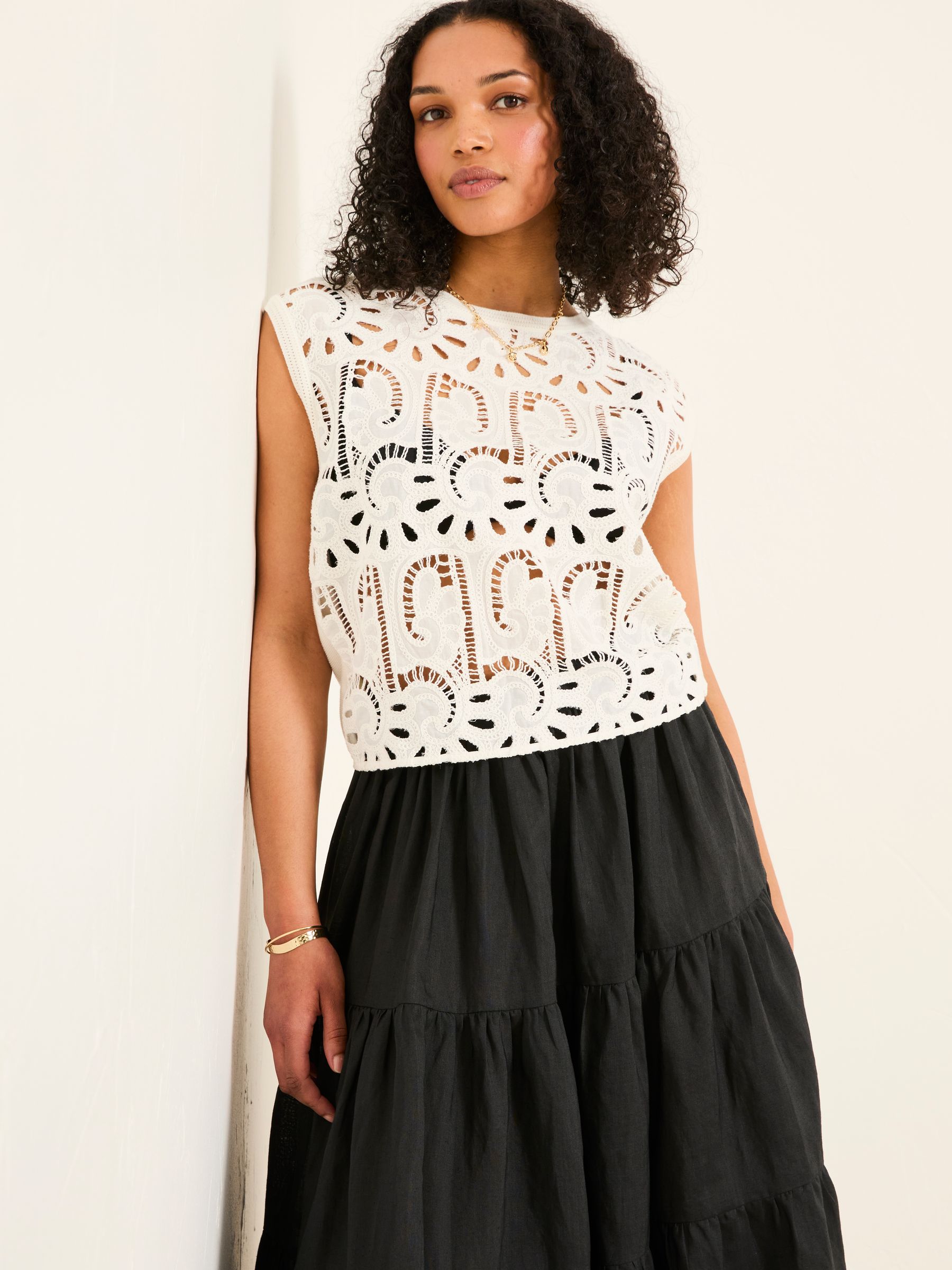 Clover Ivory Crochet Top - Image 1 of 8