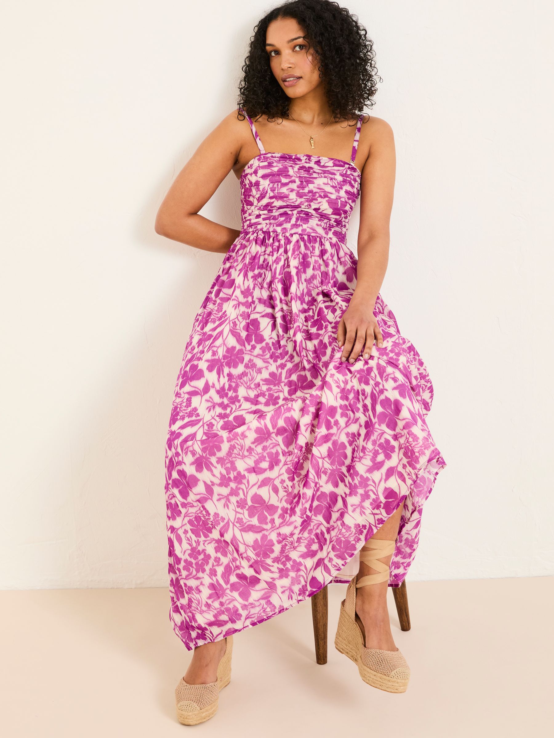 Flora Purple Strapless Printed Floral Dress - Image 1 of 8