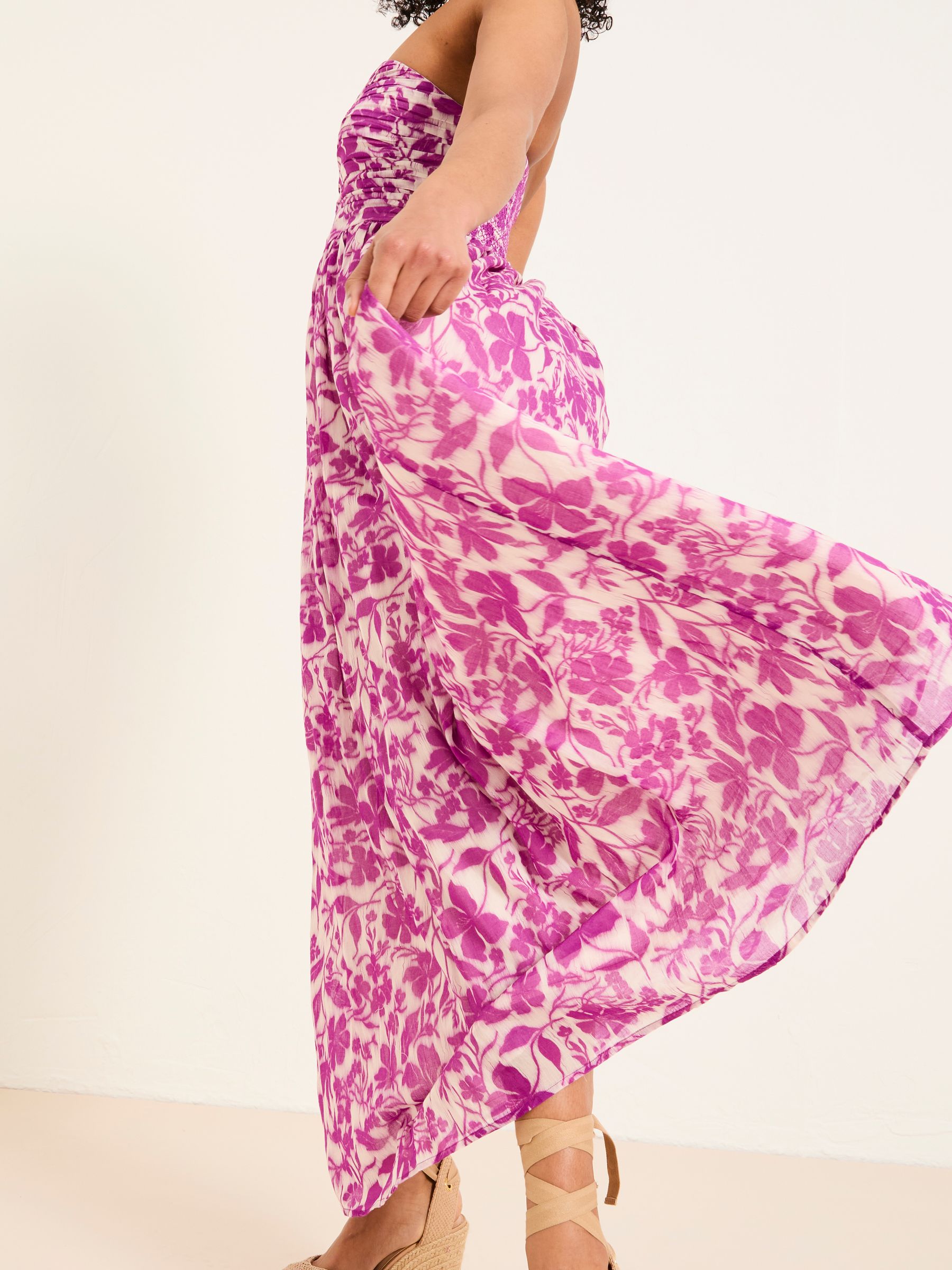 Flora Purple Strapless Printed Floral Dress - Image 6 of 8