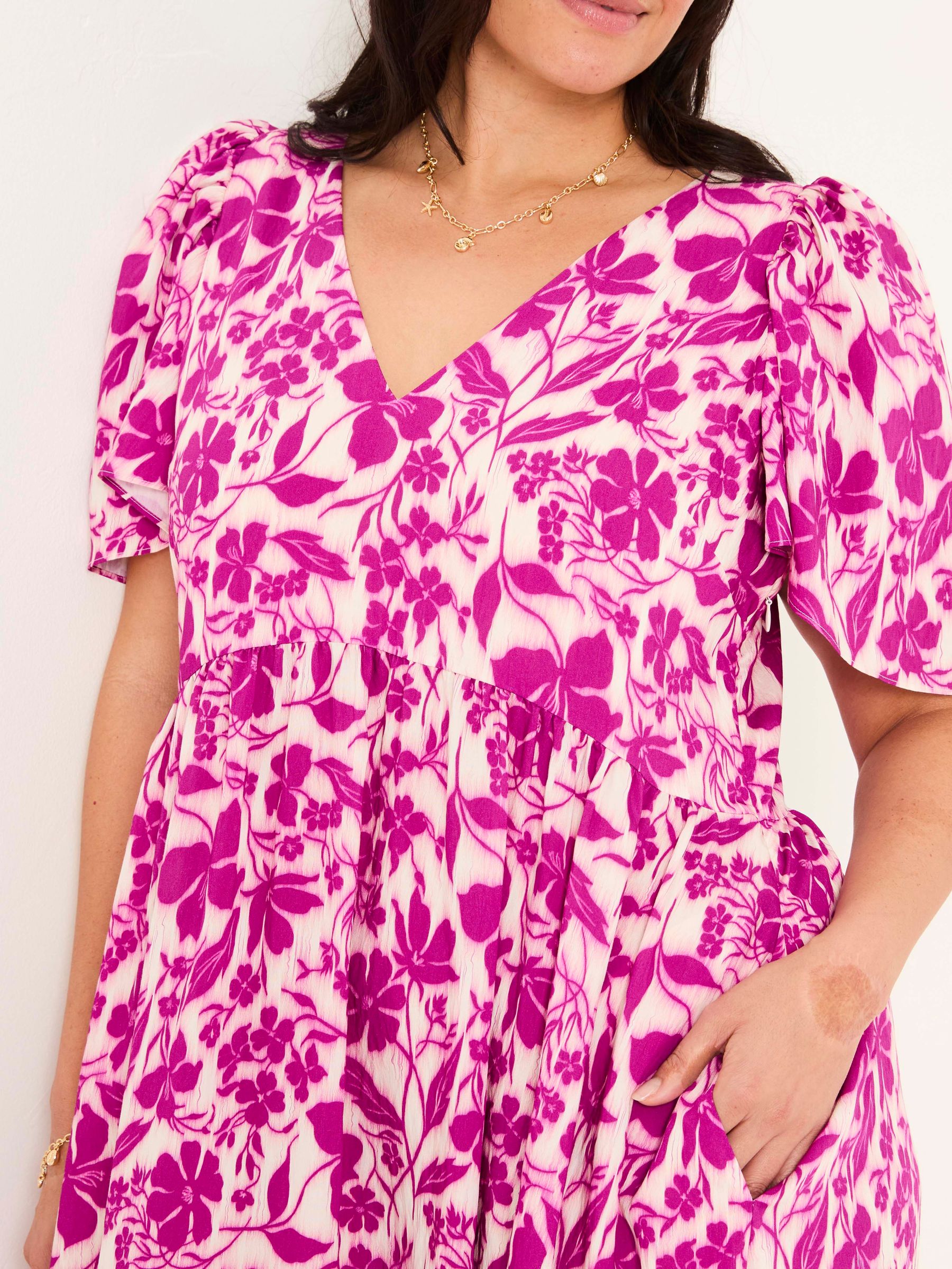 Marlowe Purple Gathered Sleeve Printed Dress - Image 13 of 14