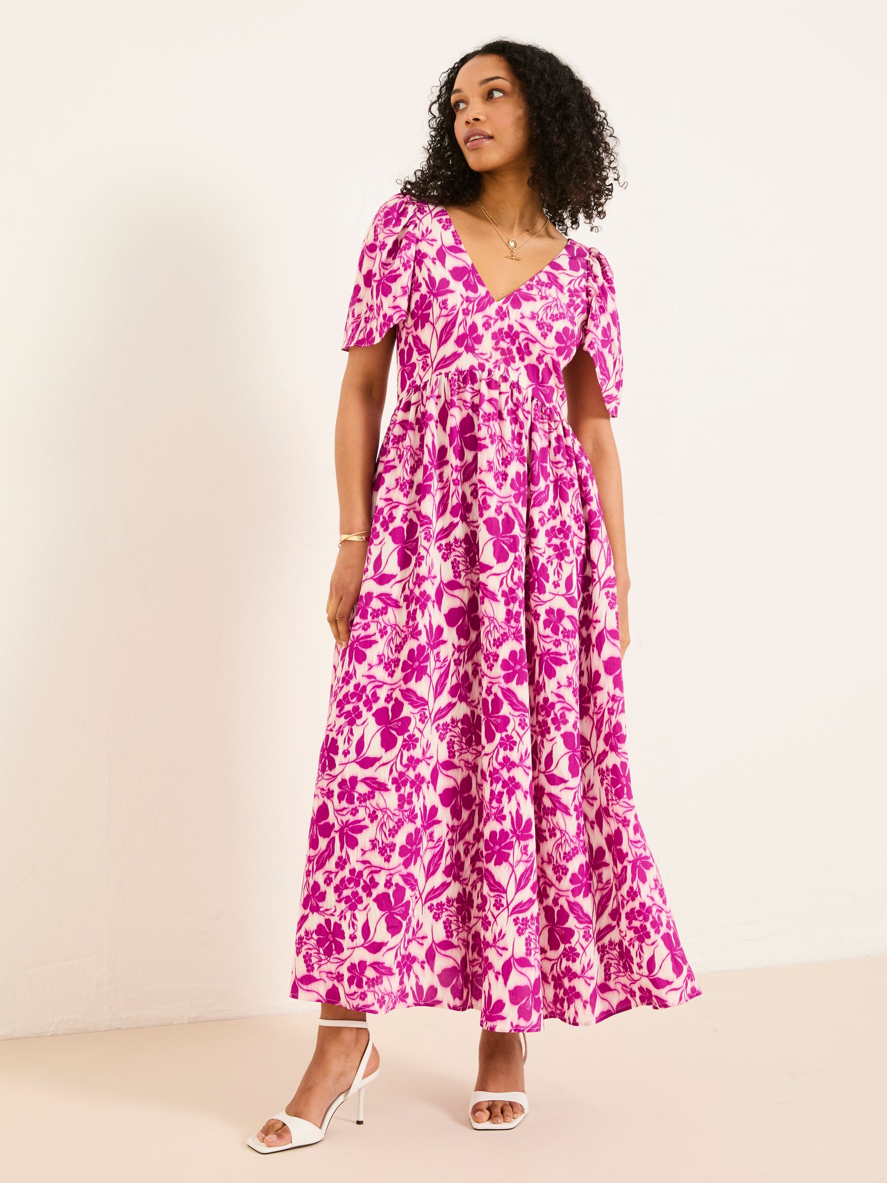 Marlowe Purple Gathered Sleeve Printed Dress - Image 2 of 14
