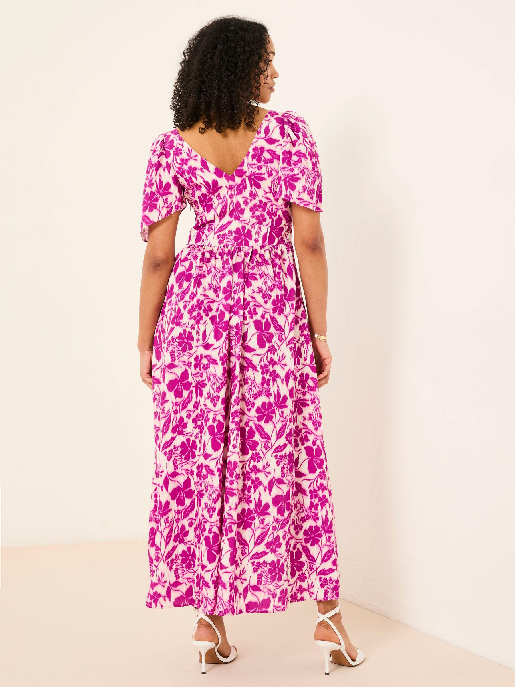Marlowe Purple Gathered Sleeve Printed Dress - Image 3 of 14