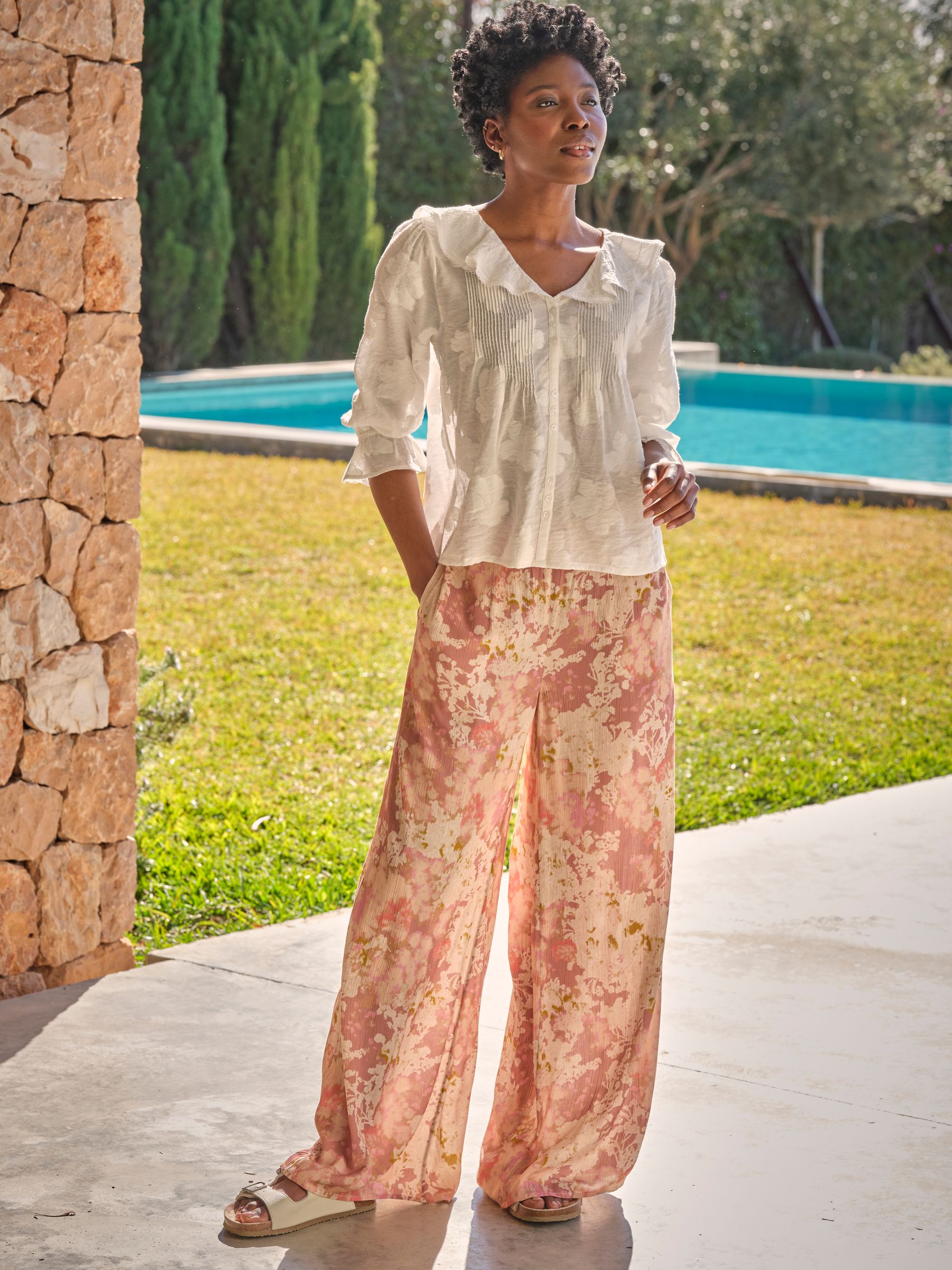 Zelda Rose Pink Wide Leg Trousers - Image 1 of 7