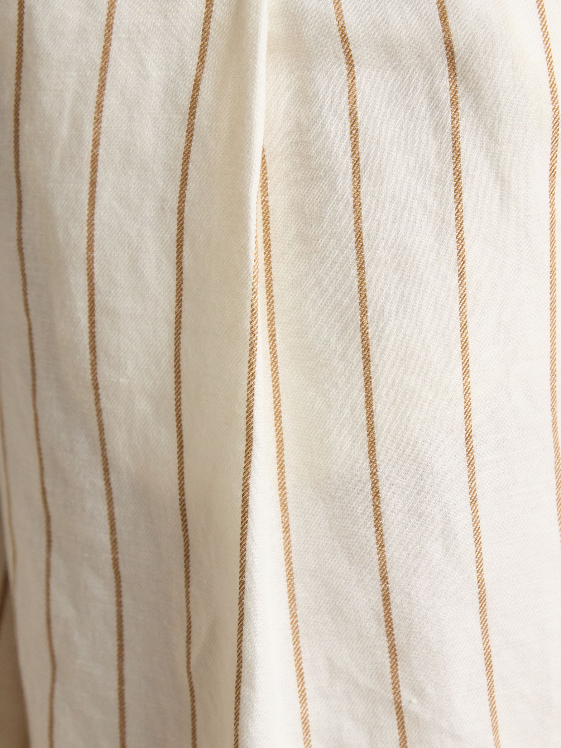 Cream Stripe Linen-Cotton Tailored Shorts - Image 6 of 8