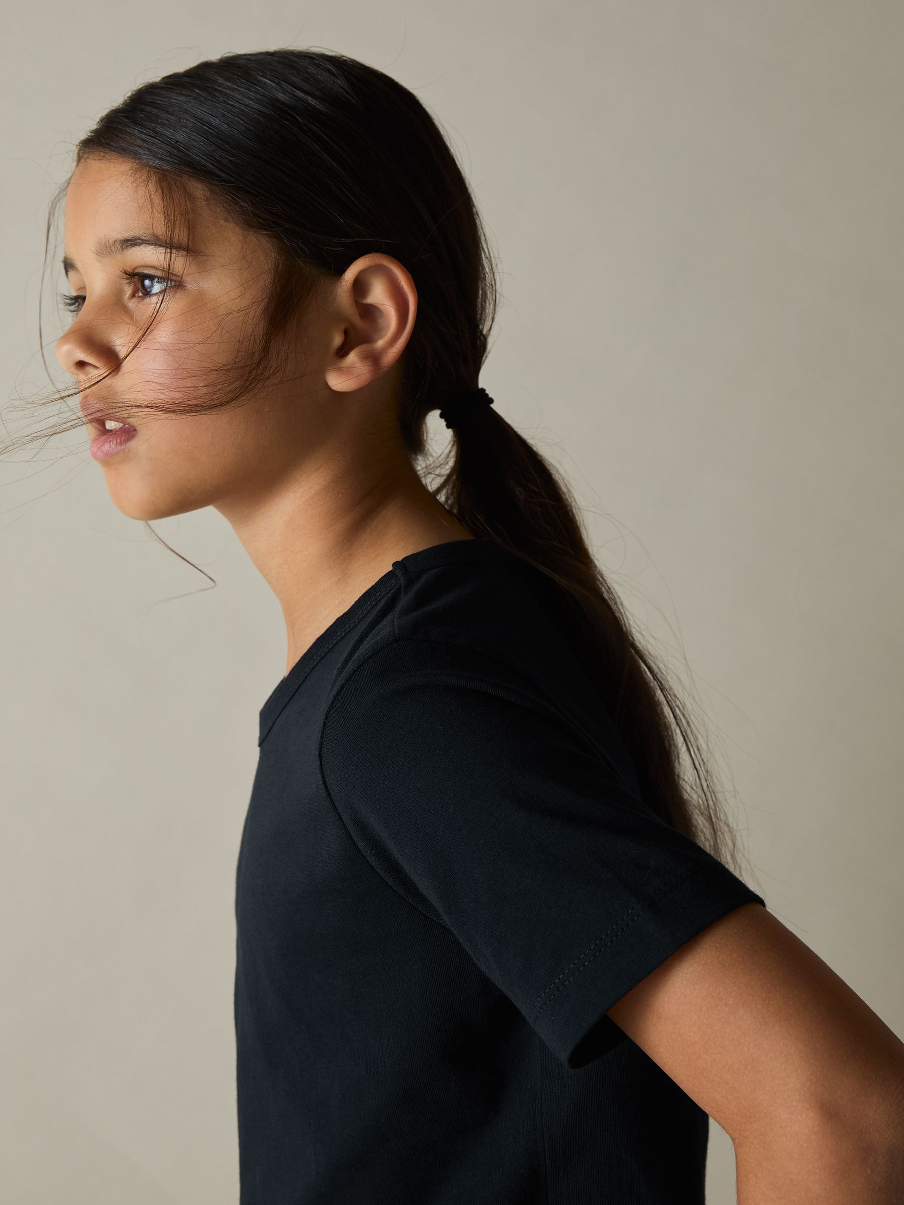 9-13 yrs Cotton-Blend V-Neck T-Shirt in Navy - Image 1 of 4