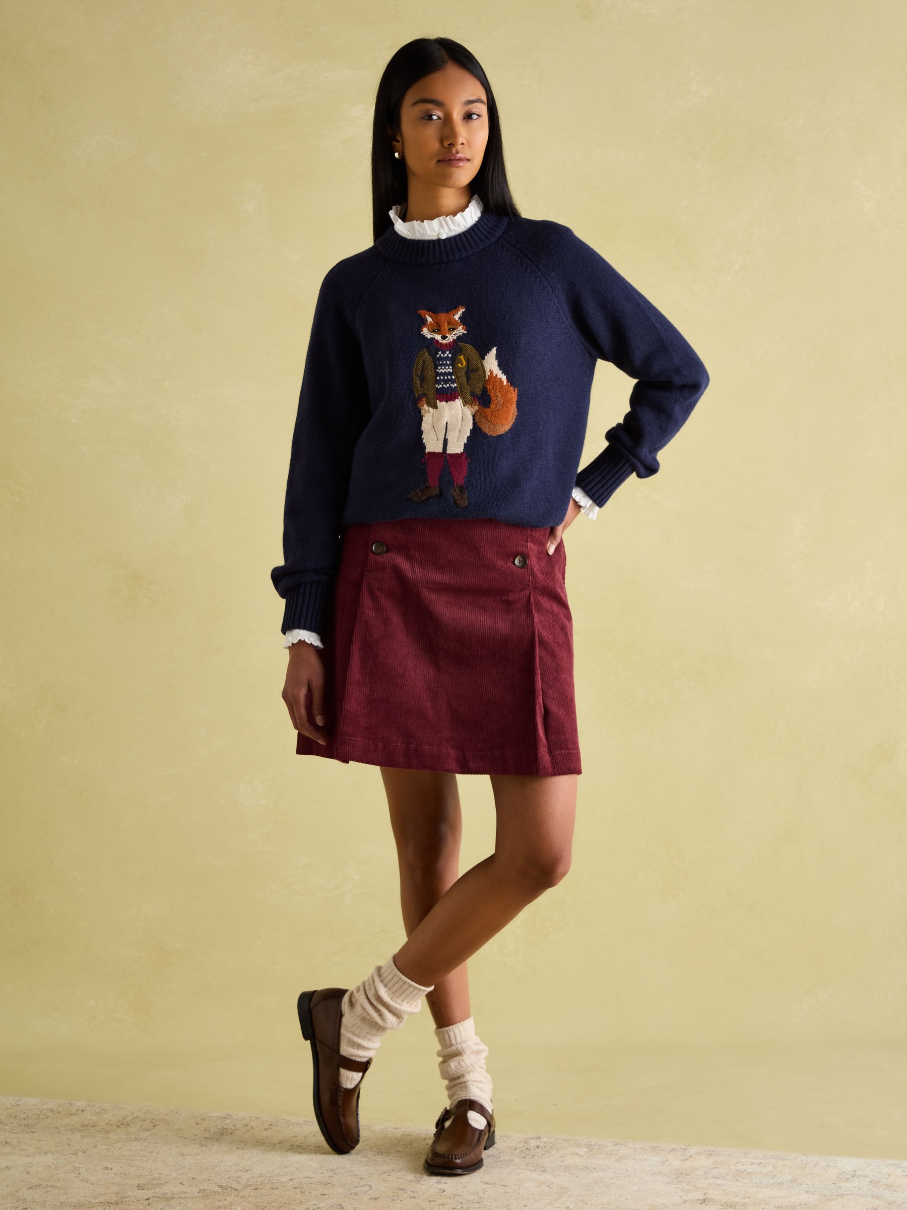 Jonty Navy Intarsia Fox Knit Jumper - Image 3 of 7