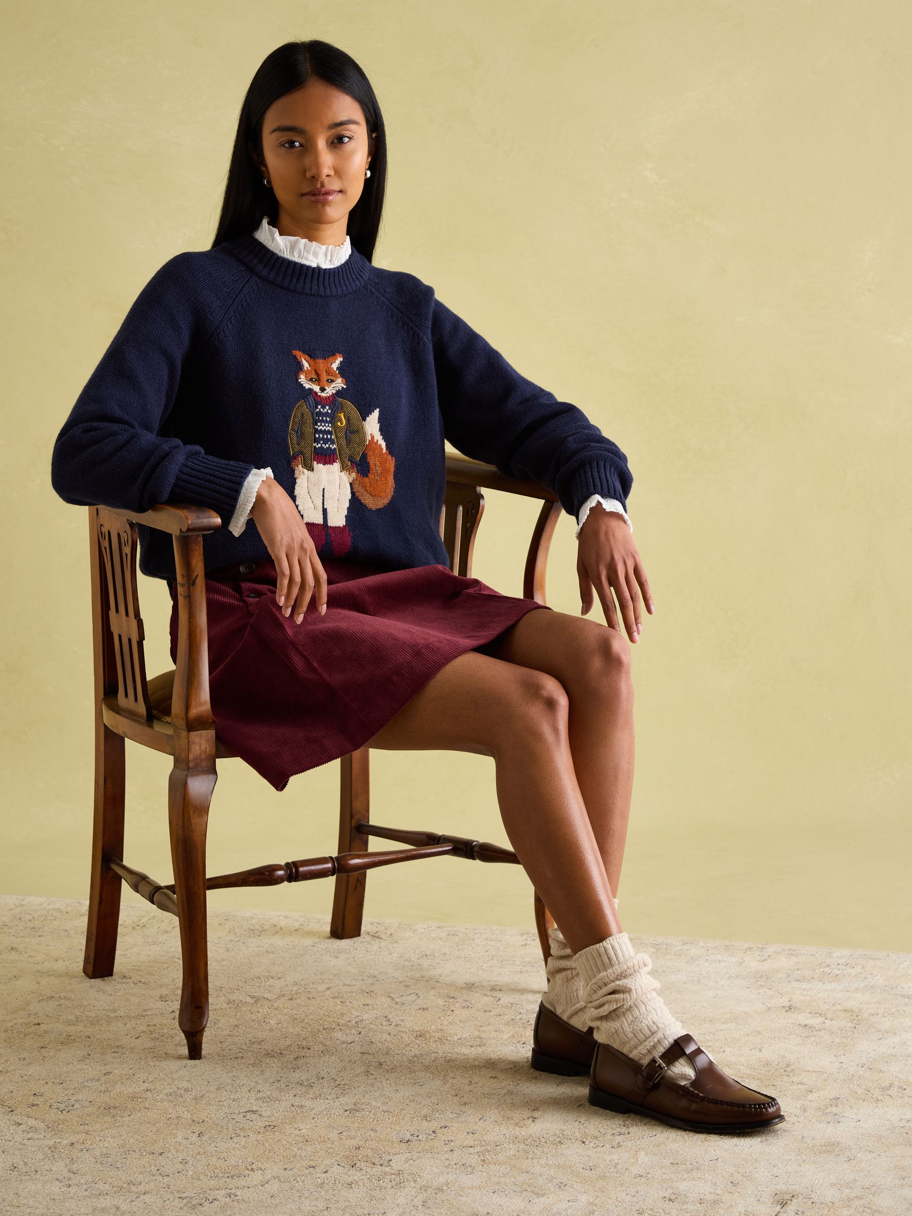 Jonty Navy Intarsia Fox Knit Jumper - Image 4 of 7