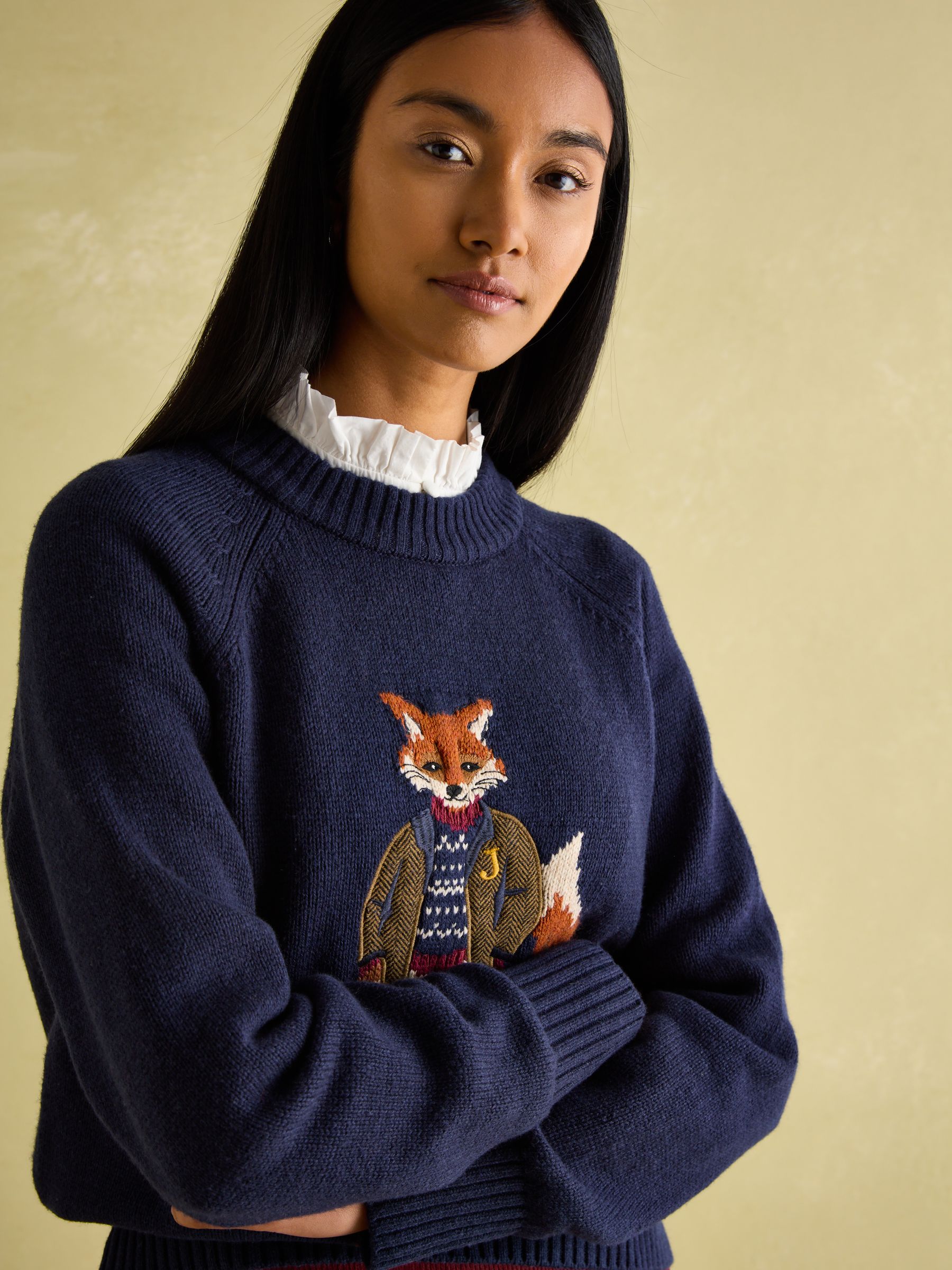 Jonty Navy Intarsia Fox Knit Jumper - Image 5 of 7