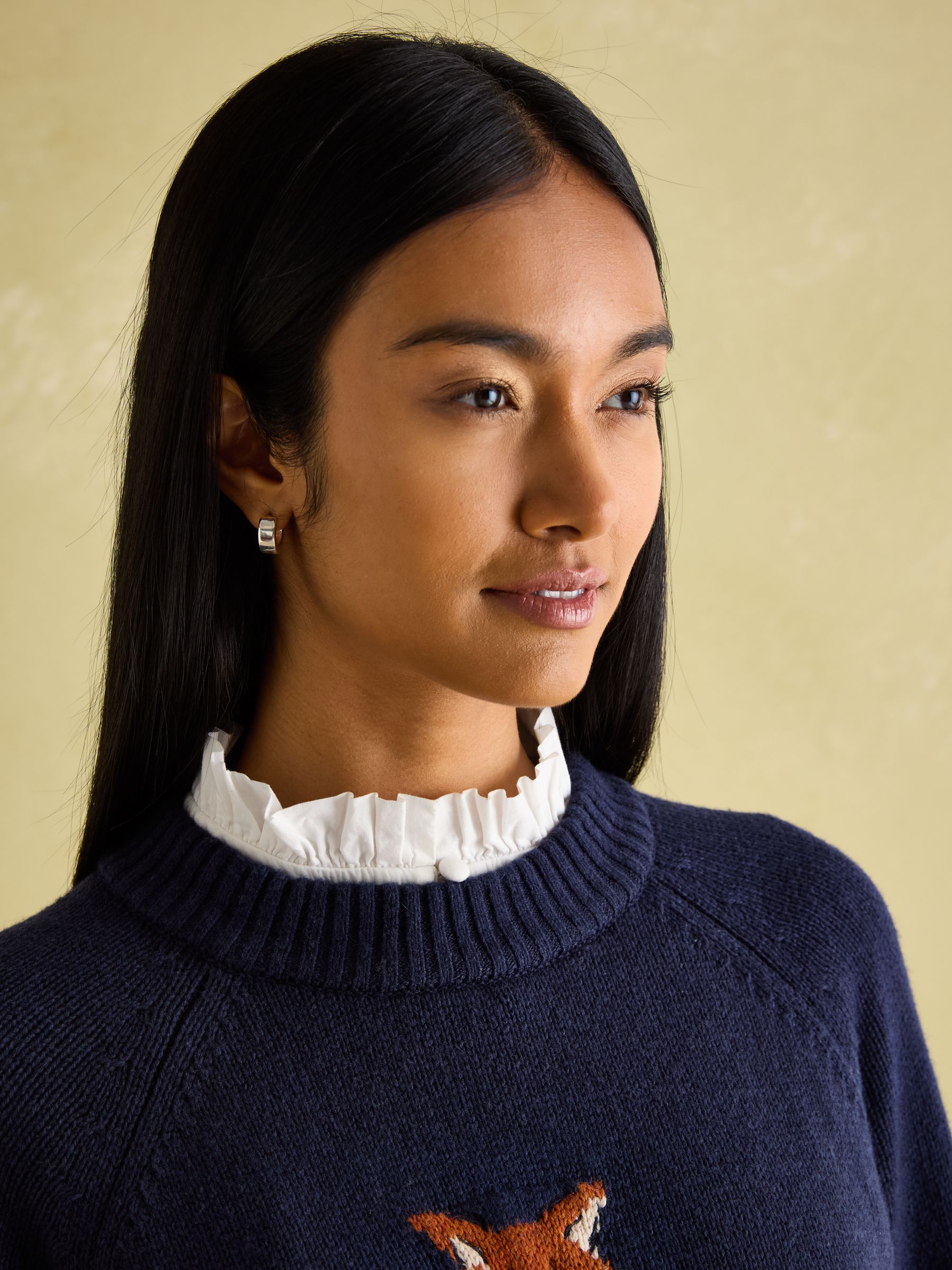 Jonty Navy Intarsia Fox Knit Jumper - Image 6 of 7