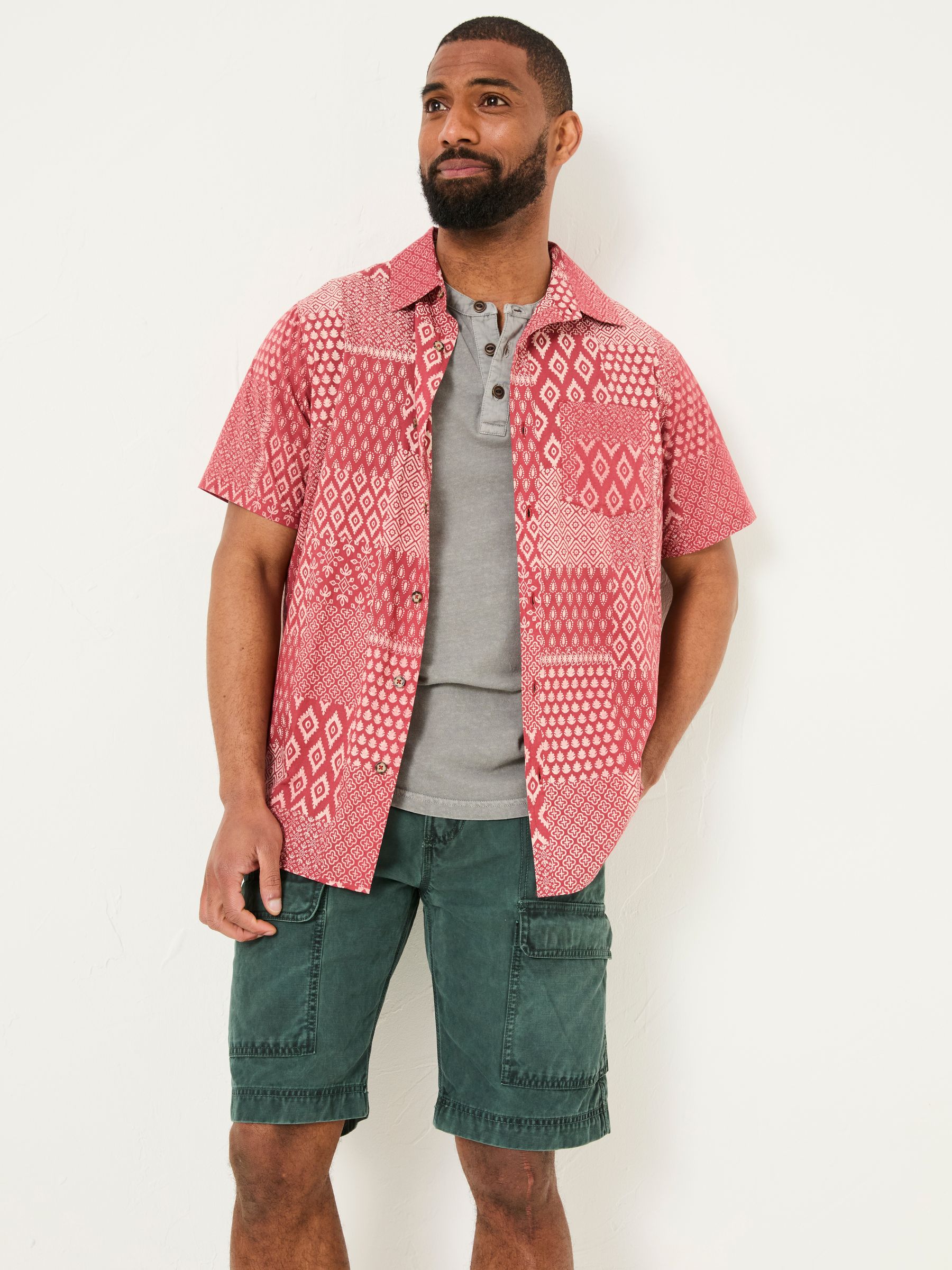 Terracotta Short Sleeve Patch Print 100% Cotton Shirt - Image 2 of 7