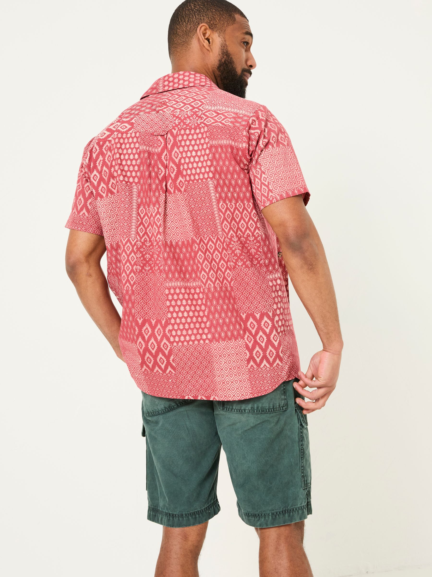 Terracotta Short Sleeve Patch Print 100% Cotton Shirt - Image 3 of 7
