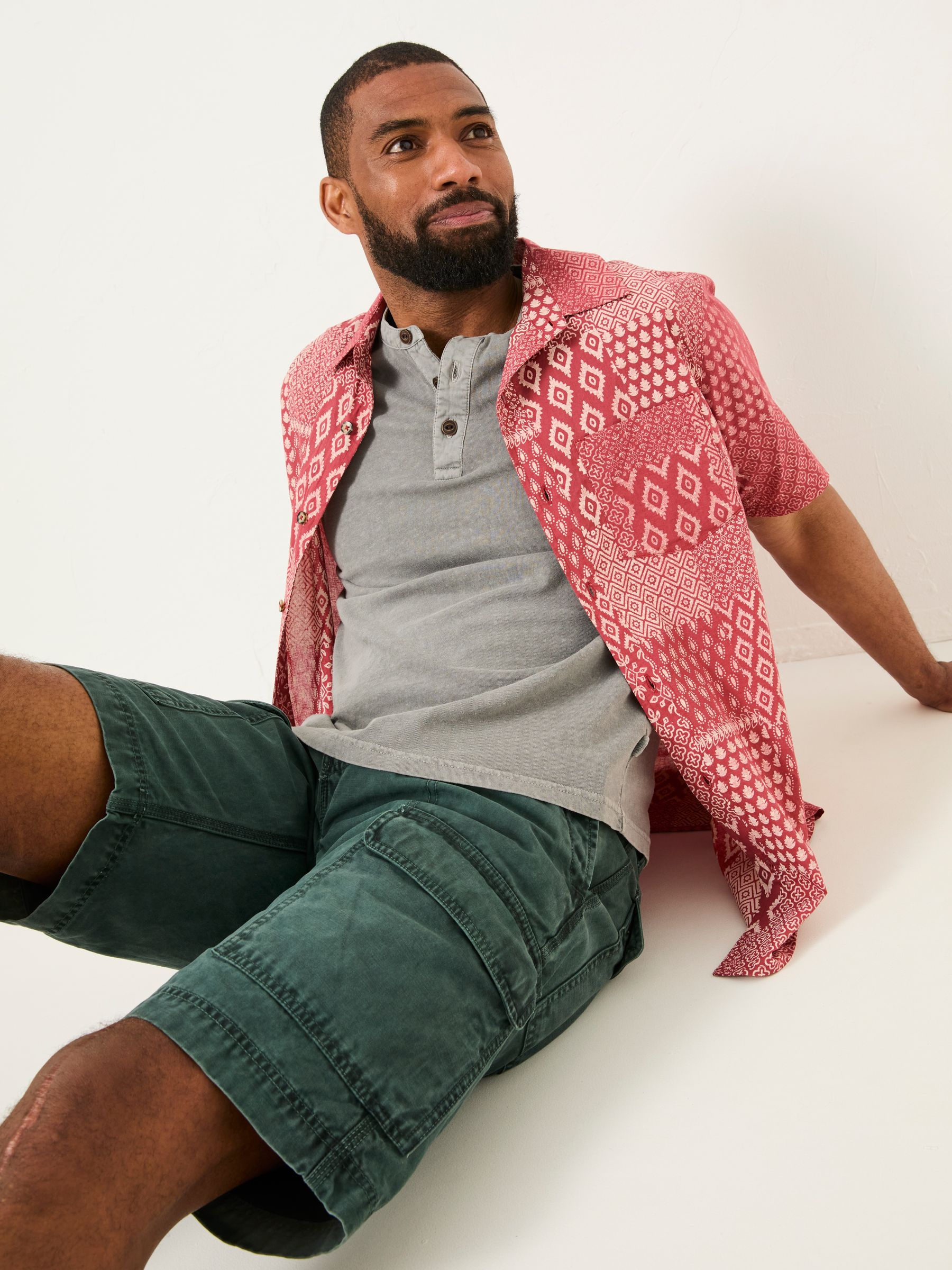 Terracotta Short Sleeve Patch Print 100% Cotton Shirt - Image 5 of 7