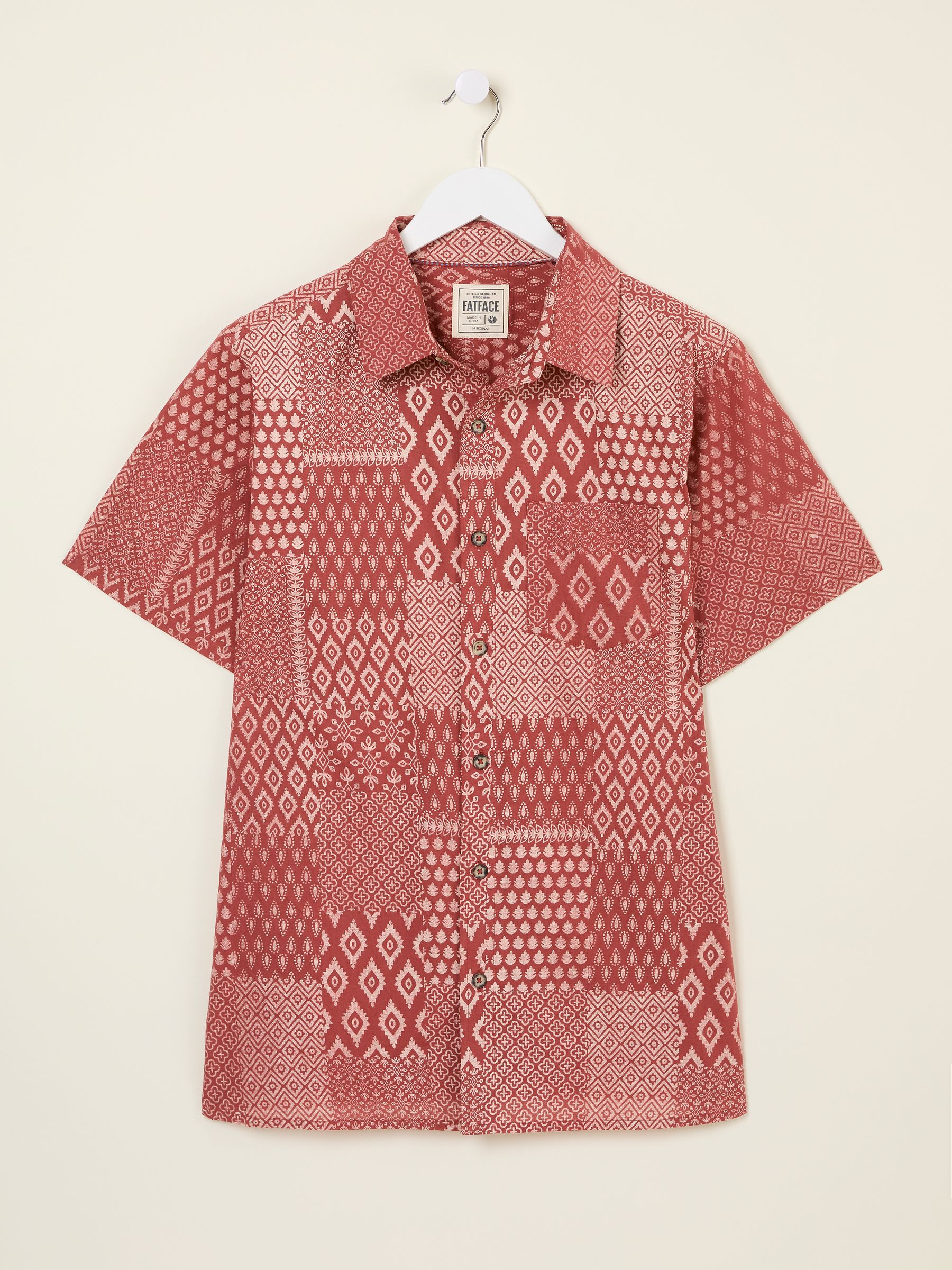 Terracotta Short Sleeve Patch Print 100% Cotton Shirt - Image 6 of 7
