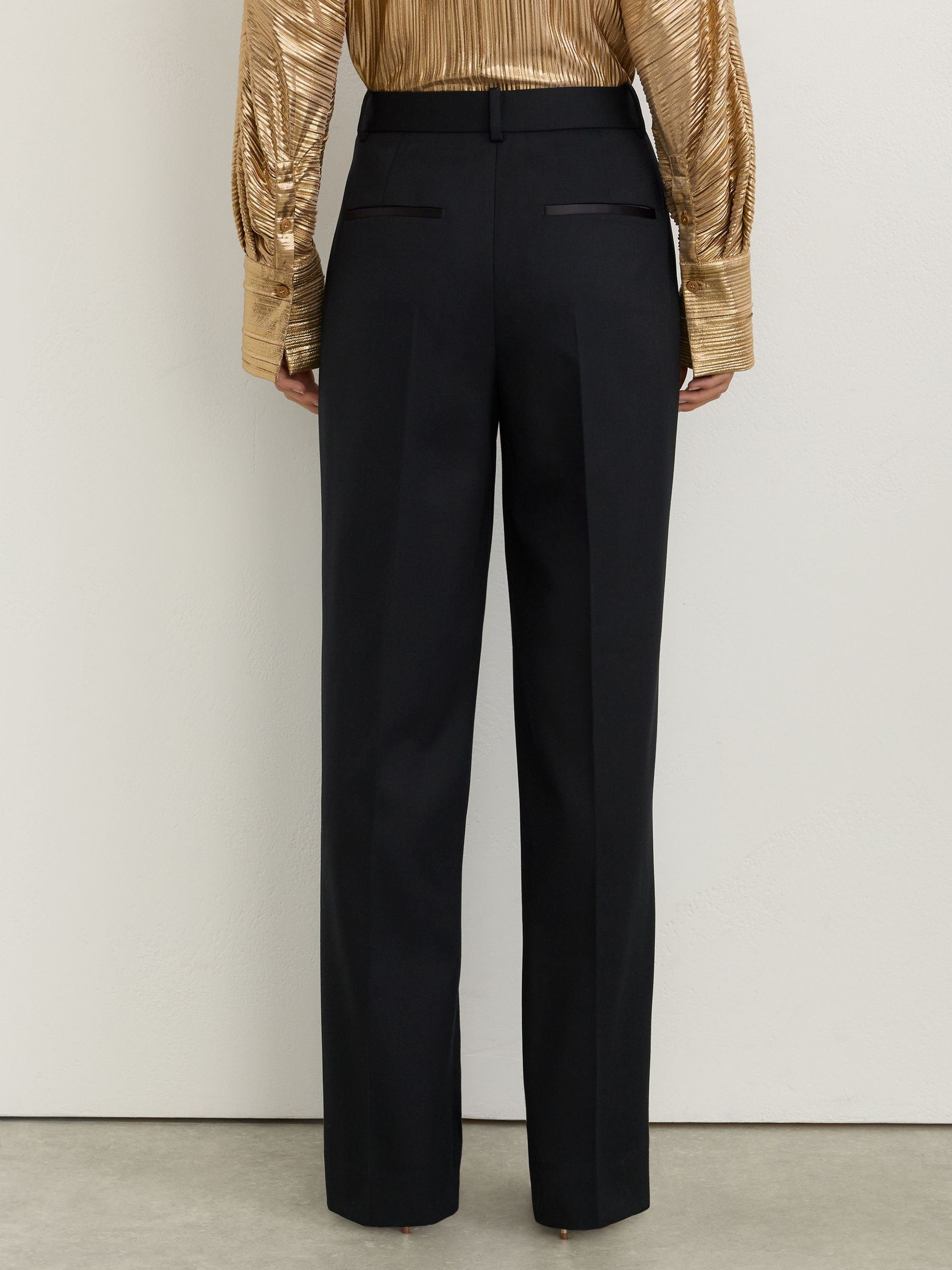 Pantalon de tailleur coupe droite petites tailles noir en laine mélangée - Image 5 de 9