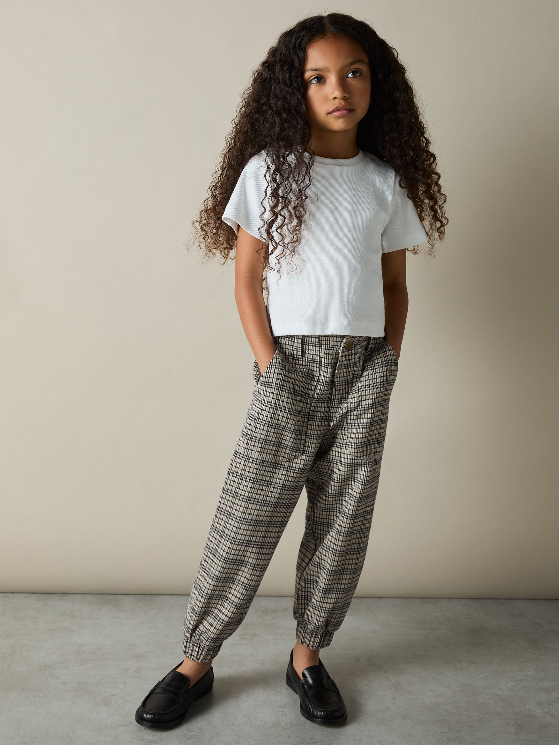 9-13 yrs Check Woven Joggers in Grey - Image 3 of 4