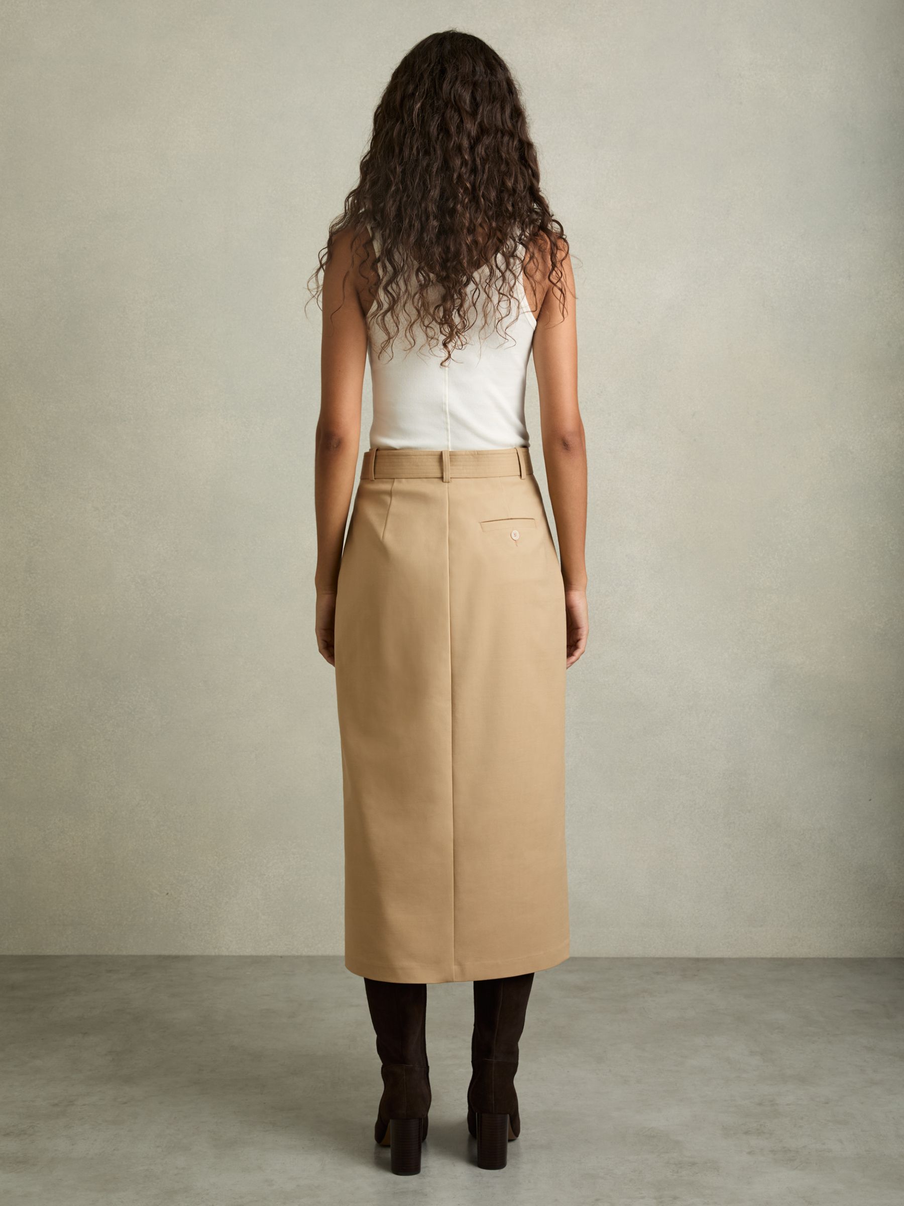 Cargo Pencil Skirt With Cotton in Camel - Image 5 of 6
