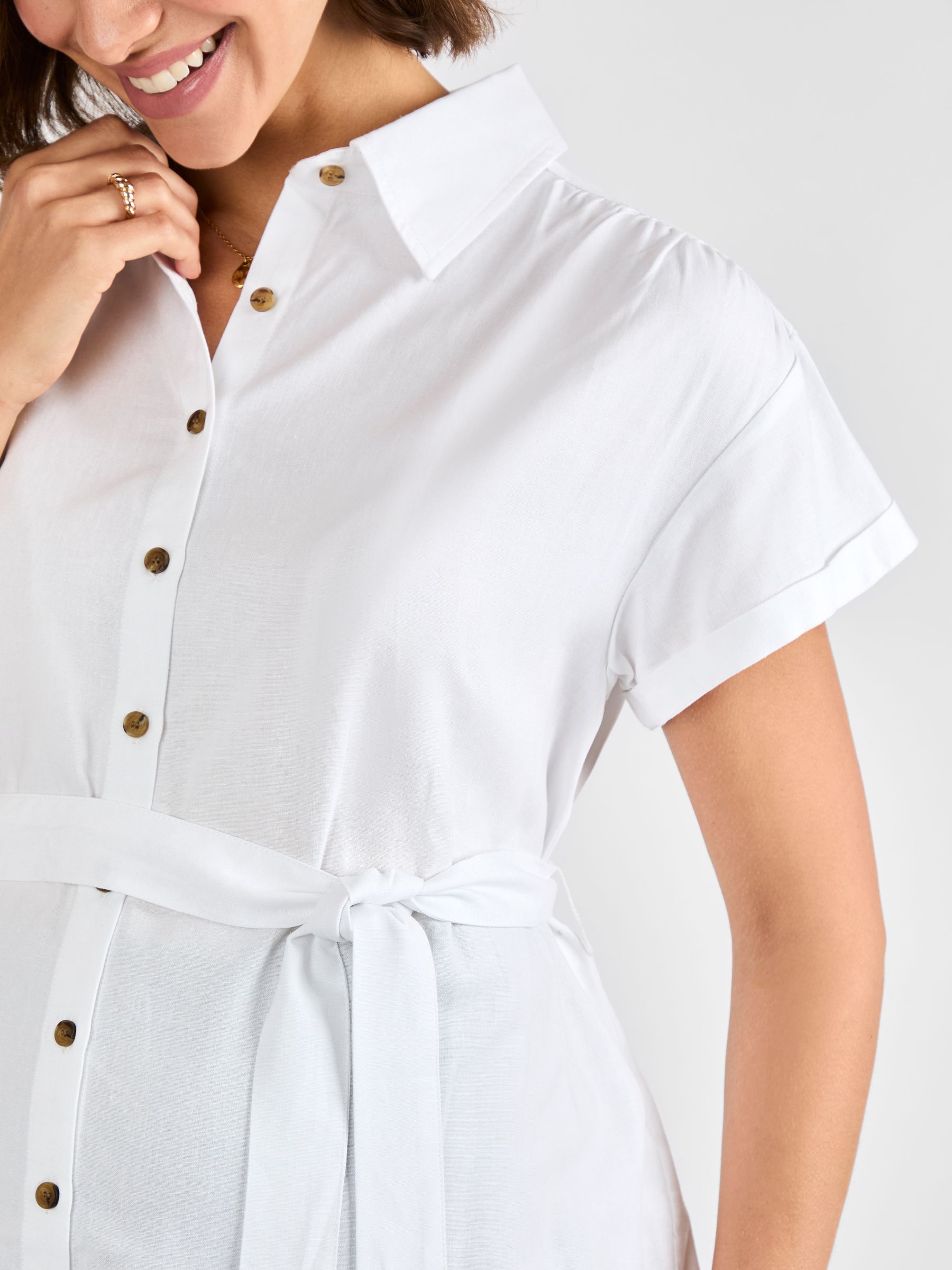 White Linen Blend Maternity Shirt - Image 4 of 4
