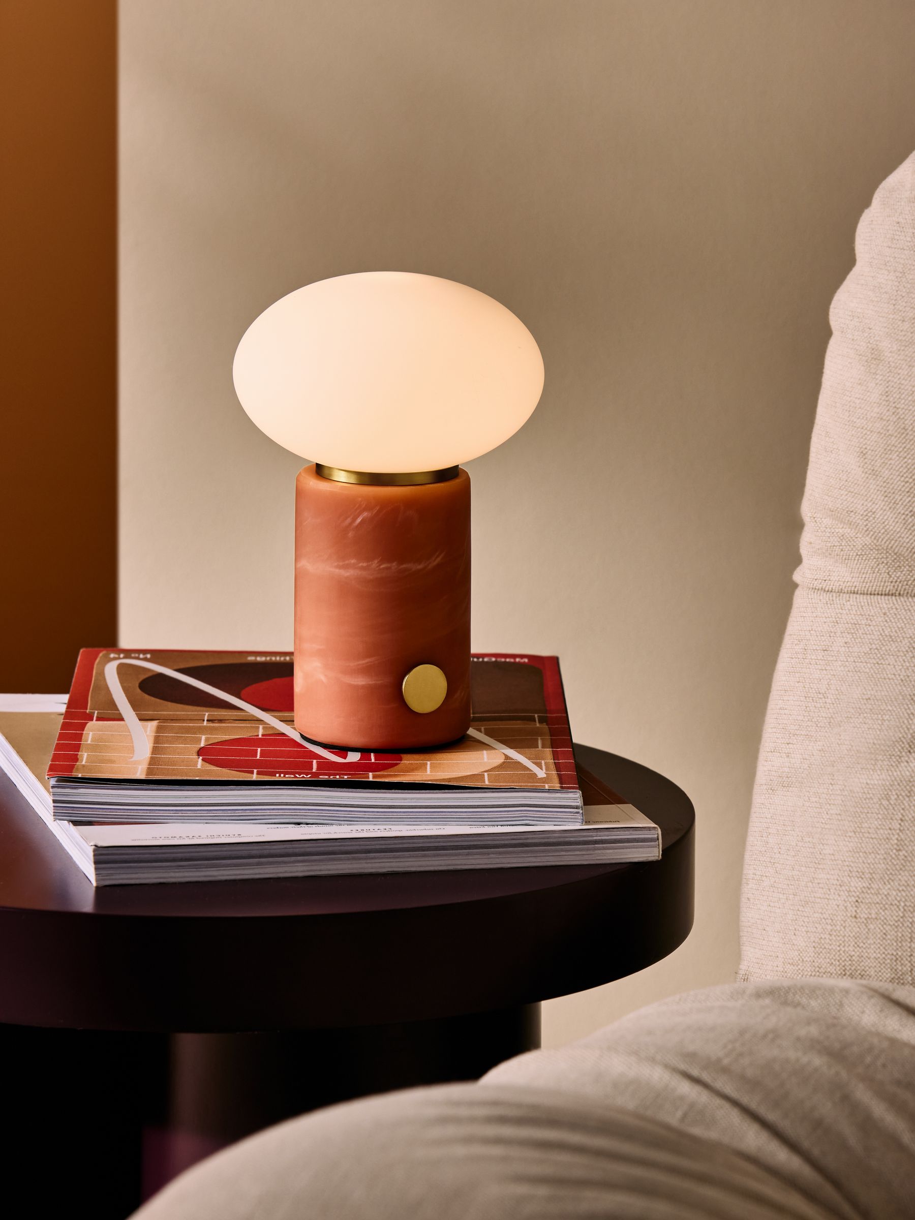 Mirissa USB Wireless Table Lamp in Coral Red Resin - Image 1 of 5