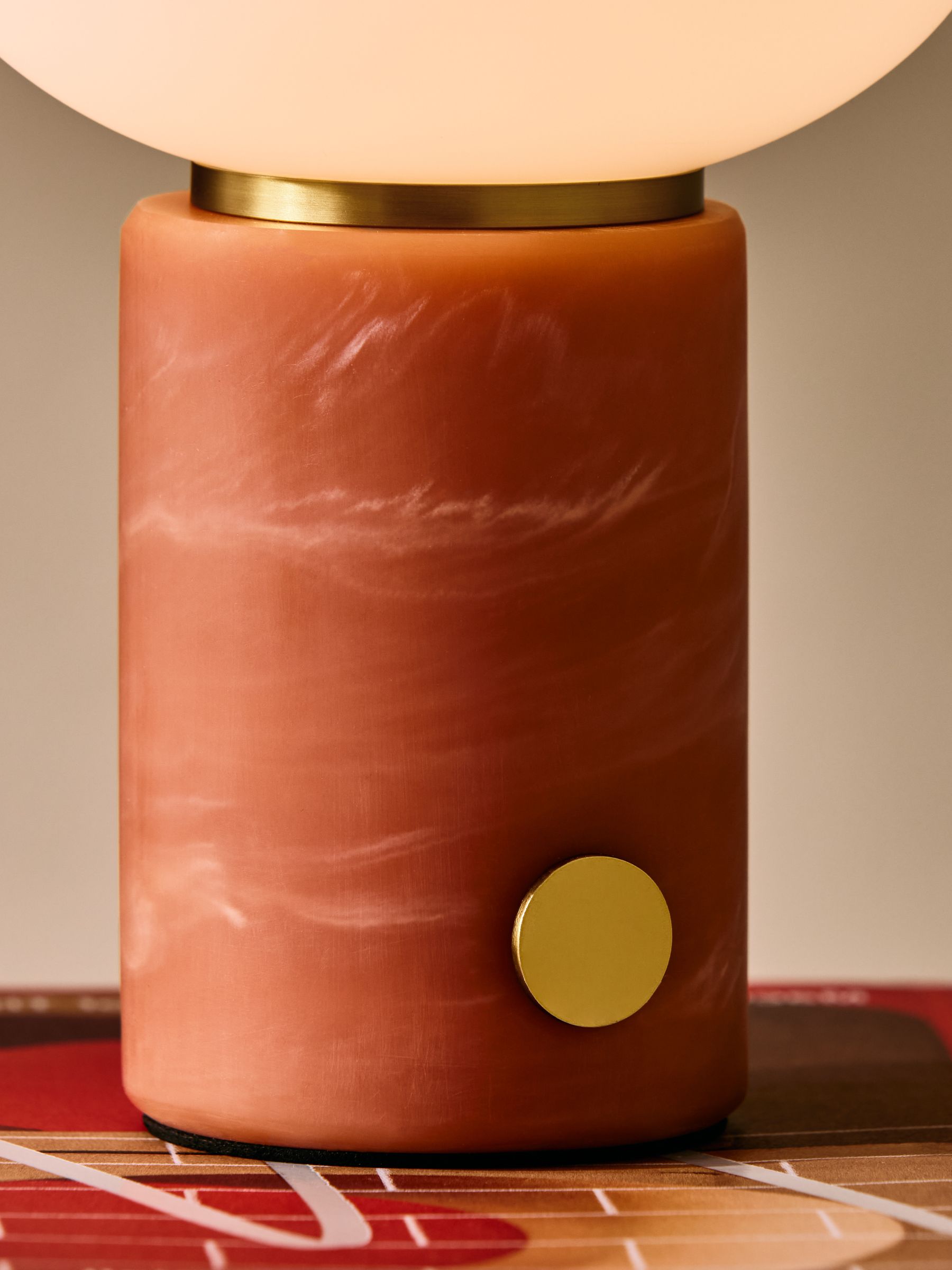 Mirissa USB Wireless Table Lamp in Coral Red Resin - Image 3 of 5