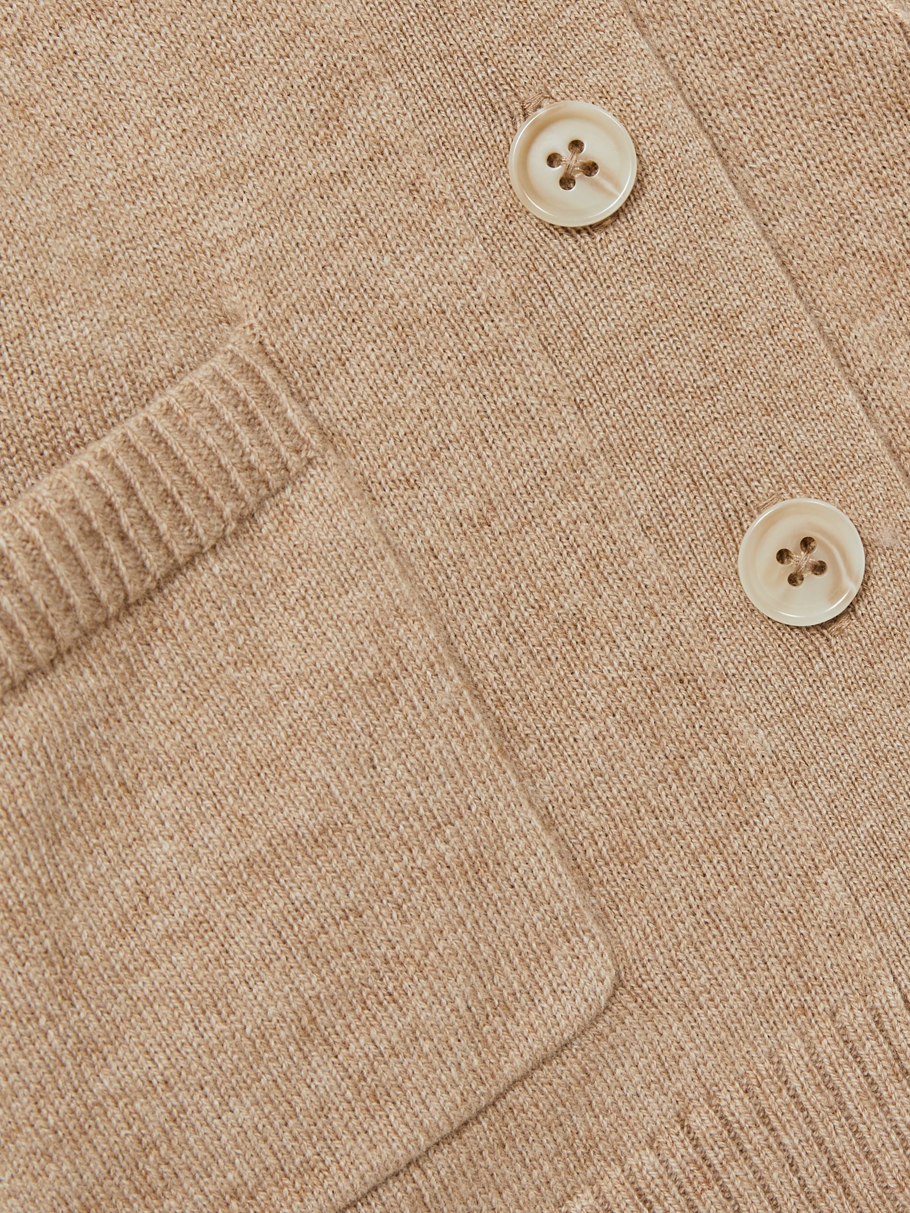 Wool-Blend Stripe-Detail Cardigan With Cashmere in Camel - Image 4 of 4