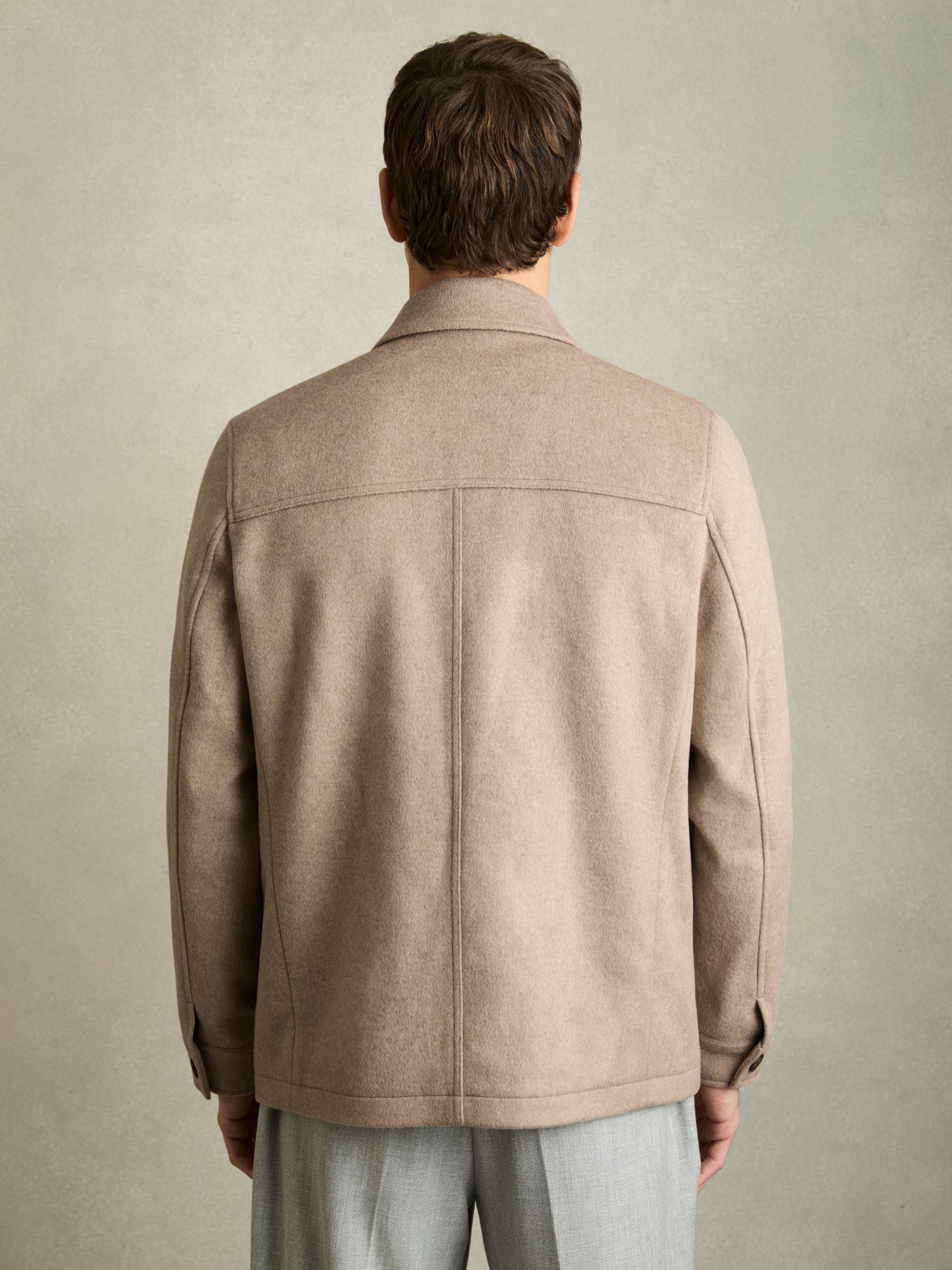 Wool-Blend Zip-Through Four-Pocket Jacket in Oatmeal Melange - Image 6 of 7