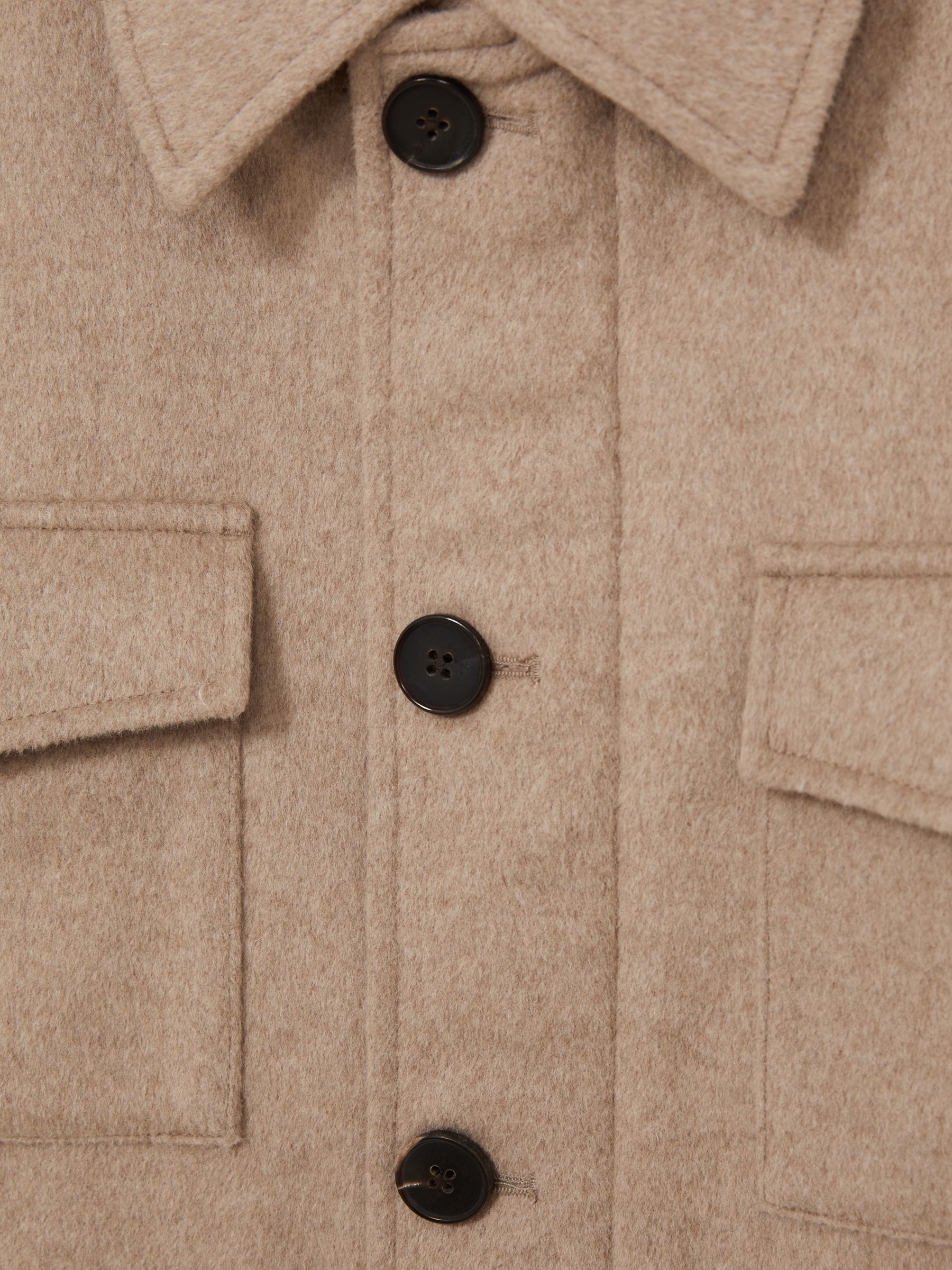Wool-Blend Zip-Through Four-Pocket Jacket in Oatmeal Melange - Image 7 of 7