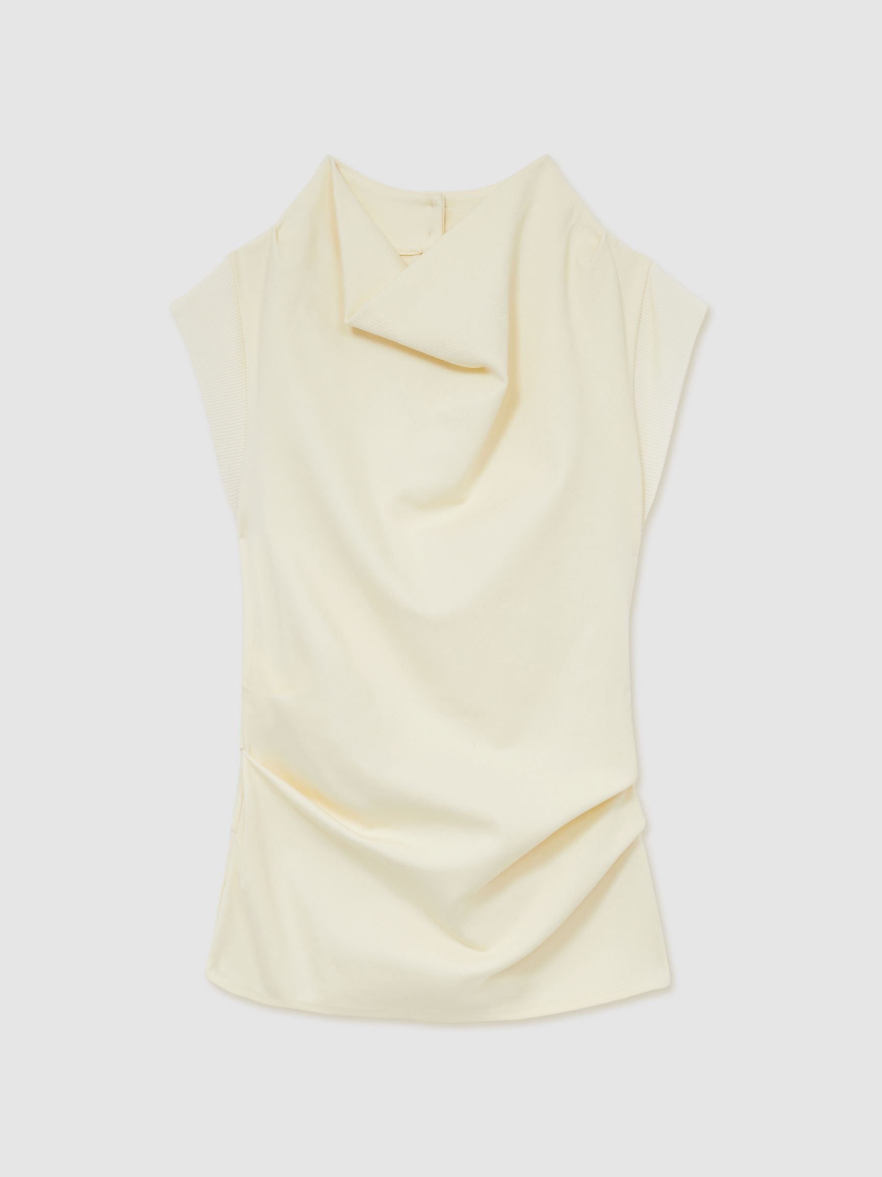 Draped Jersey-Twill Sleeveless Top in Pale Yellow - Image 2 of 6