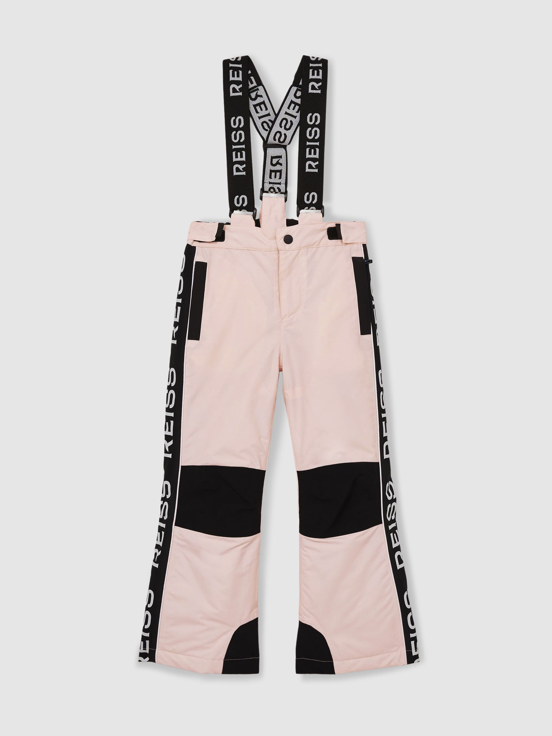 4-9 yrs Logo-Tape Padded Ski Salopettes in Pink - Image 2 of 4