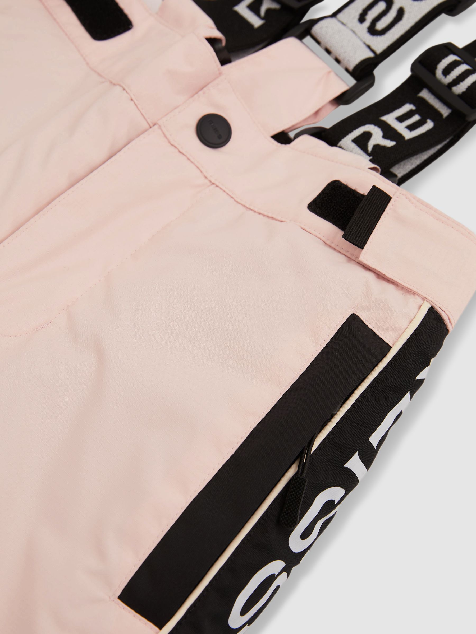 4-9 yrs Logo-Tape Padded Ski Salopettes in Pink - Image 4 of 4