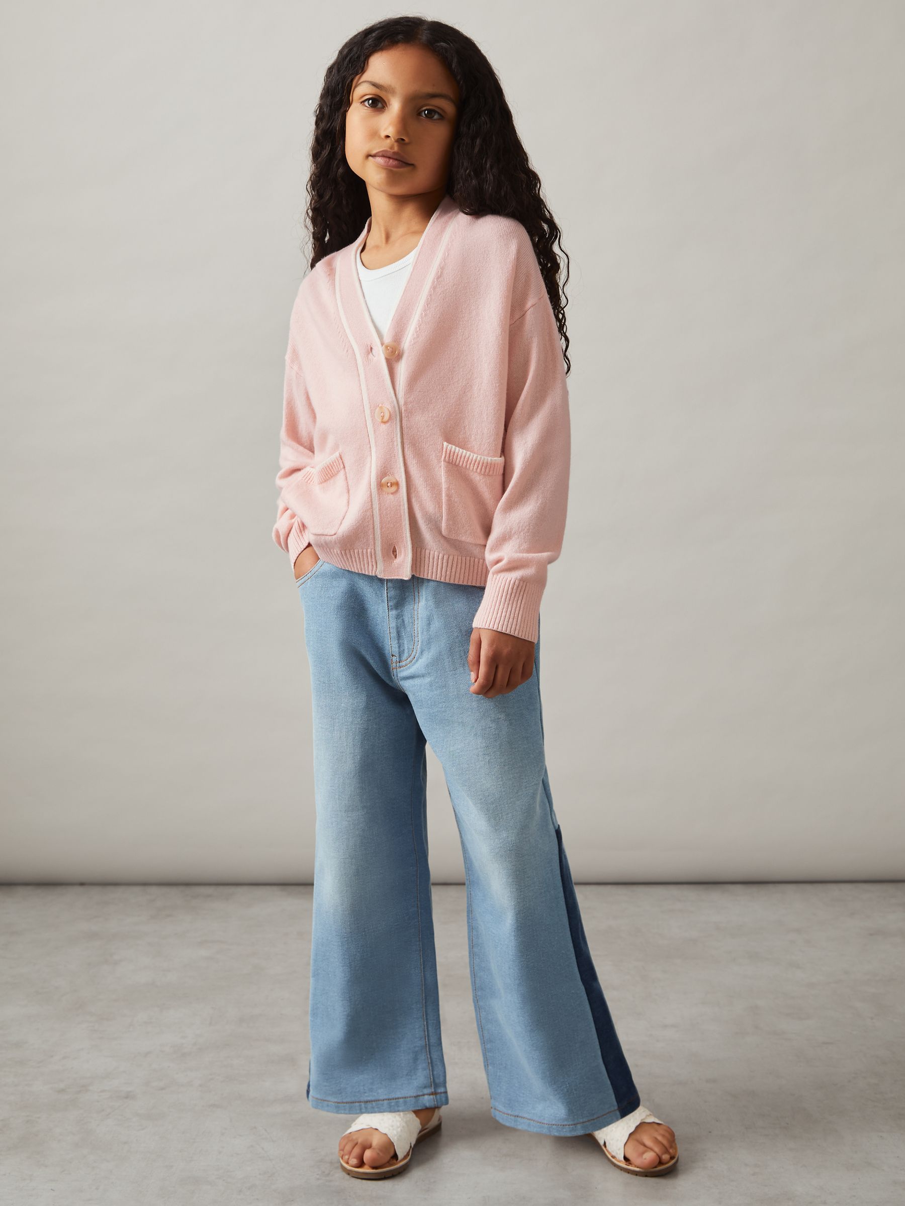 Wool-Blend Stripe-Detail Cardigan With Cashmere in Pink - Image 2 of 4