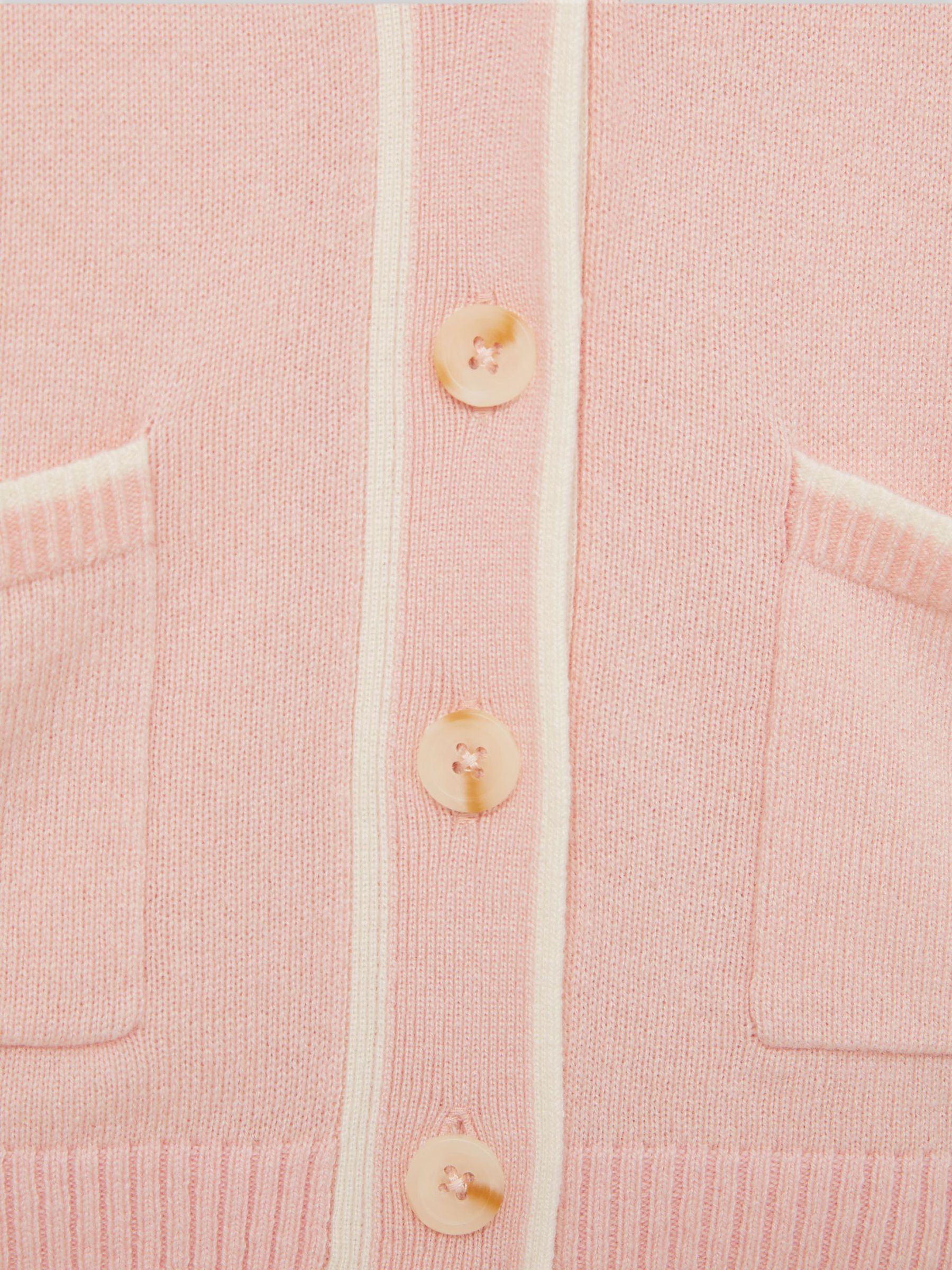 4-9 yrs Wool-Blend Stripe-Detail Cardigan With Cashmere in Pink - Image 4 of 4