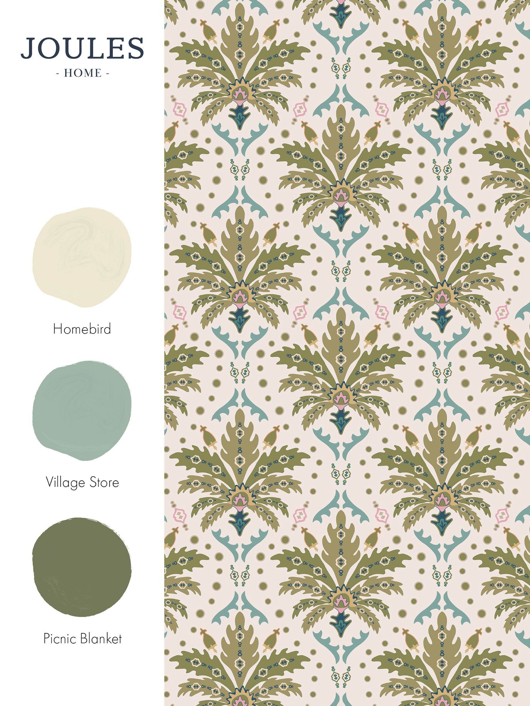 Cream/Multi Palm Geo Print 10M Wallpaper - Image 4 of 4