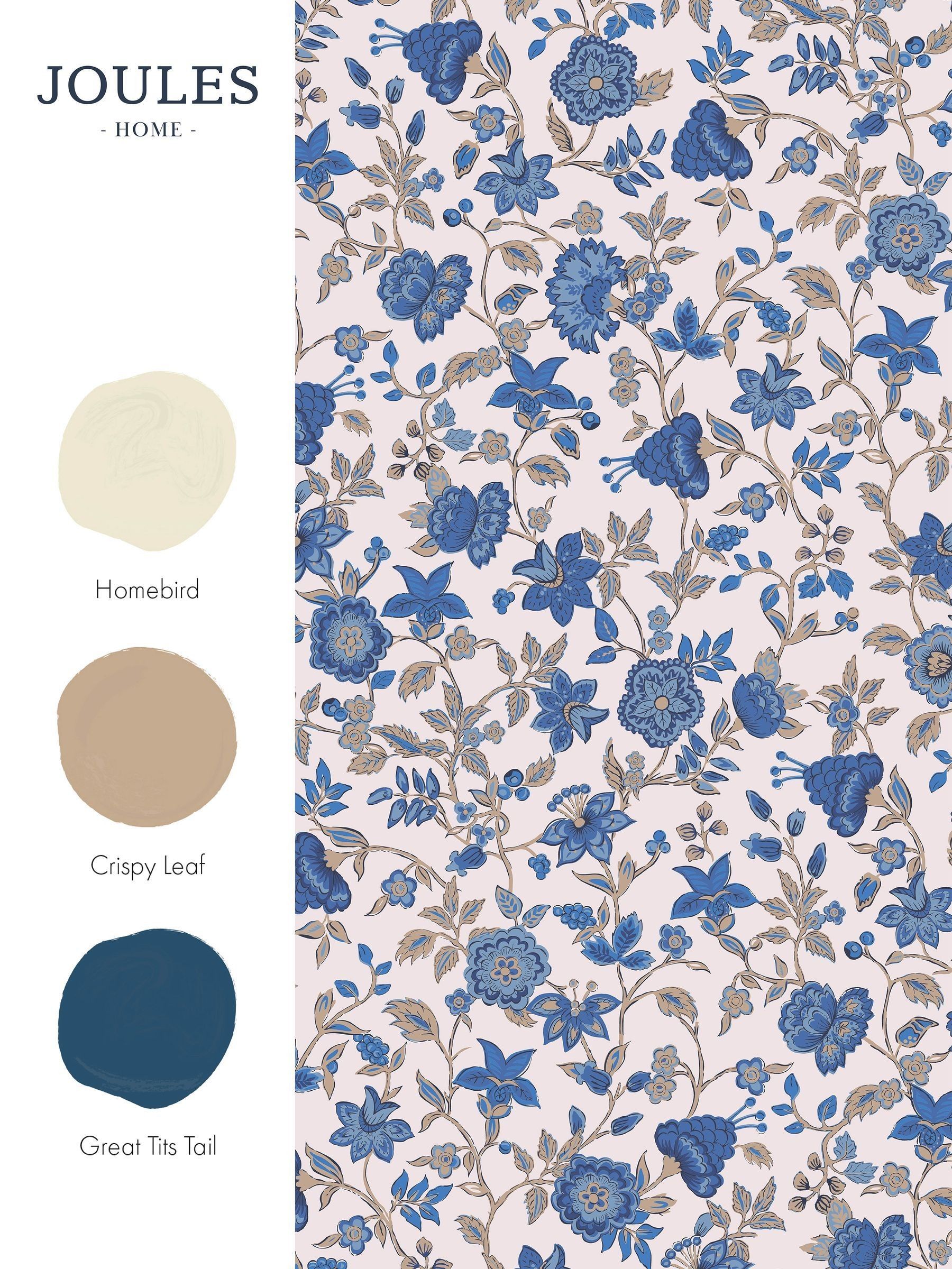 Cream/Blue Trailing Scot 10M Wallpaper - Image 4 of 4