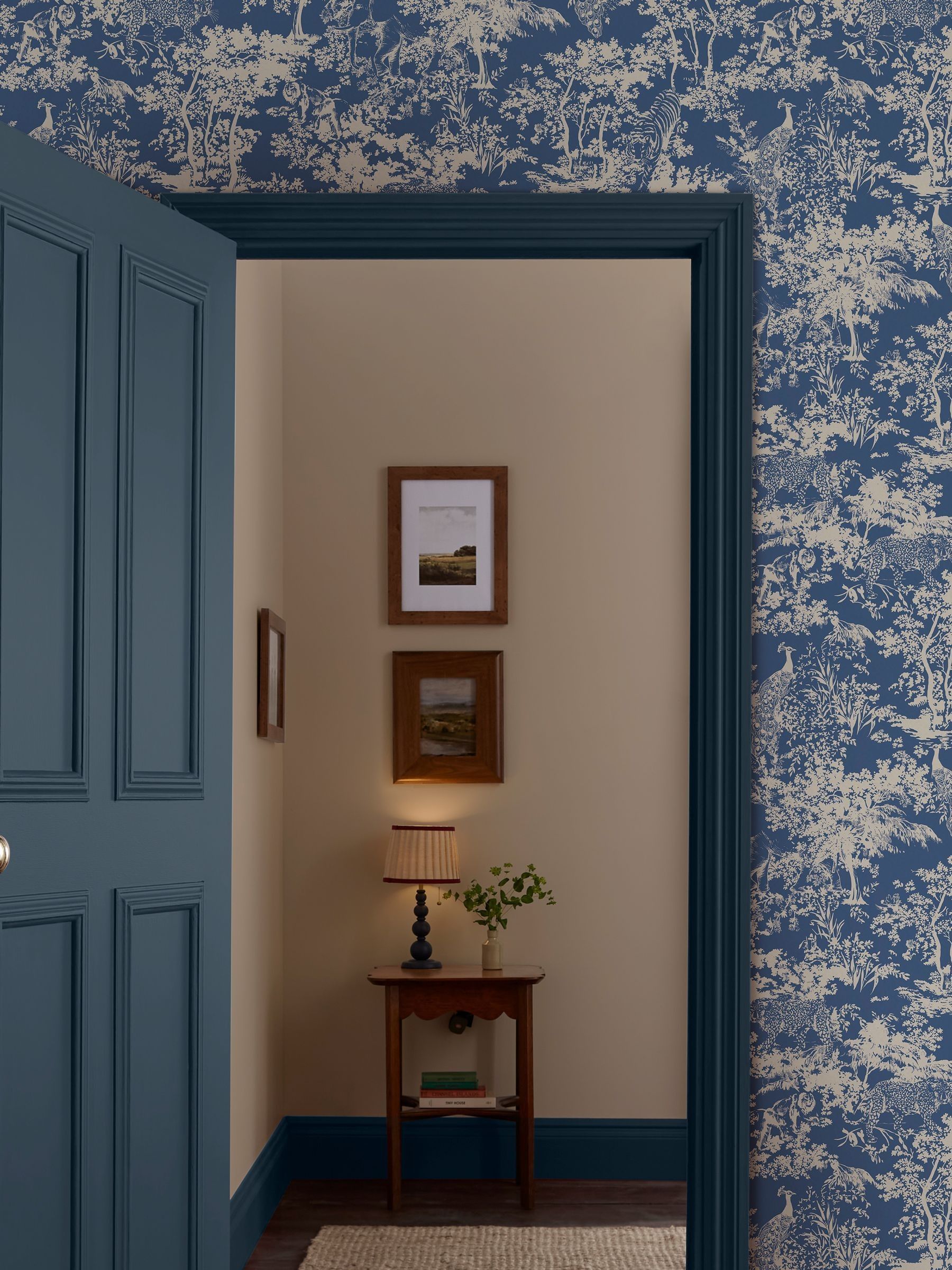 Blue Animal Forest Print 10M Wallpaper - Image 1 of 4