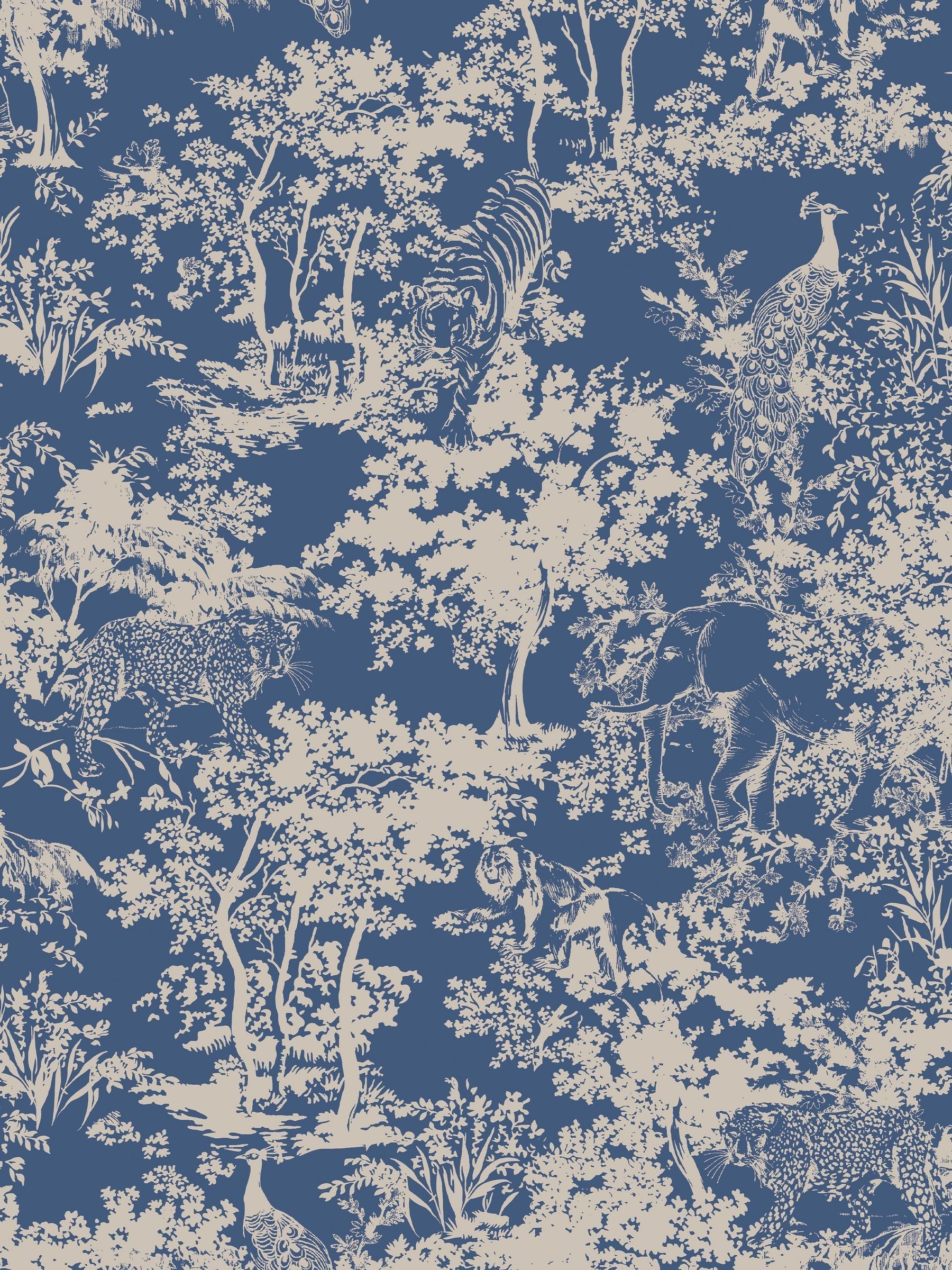 Blue Animal Forest Print 10M Wallpaper - Image 2 of 4