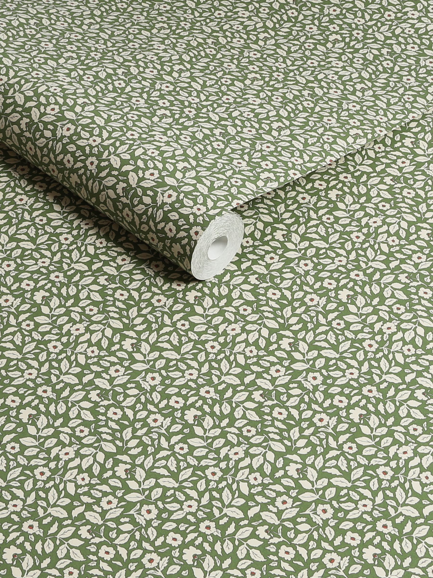 Green Ditsy Floral Print 10M Wallpaper - Image 3 of 4