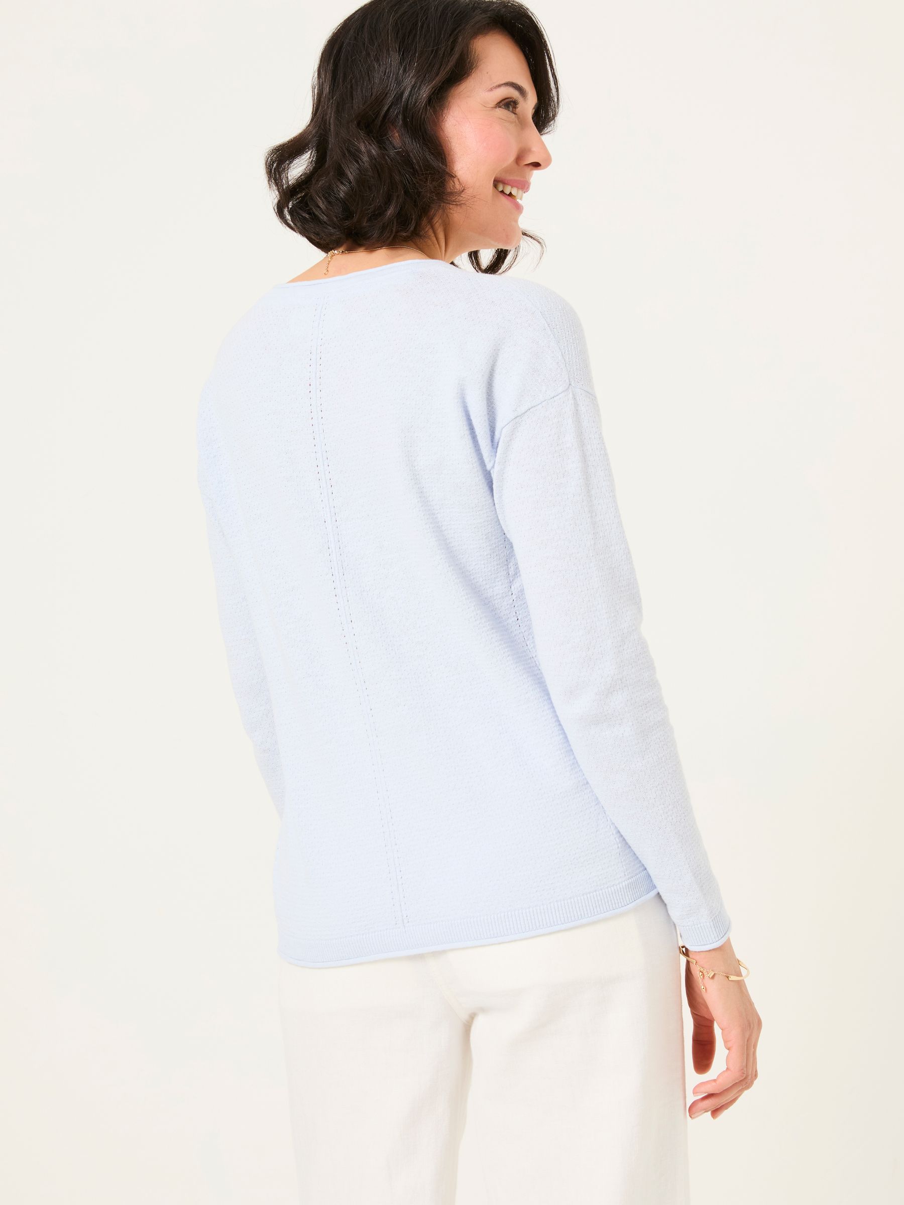 Iris Light Blue V-Neck Knitted Jumper - Image 2 of 5