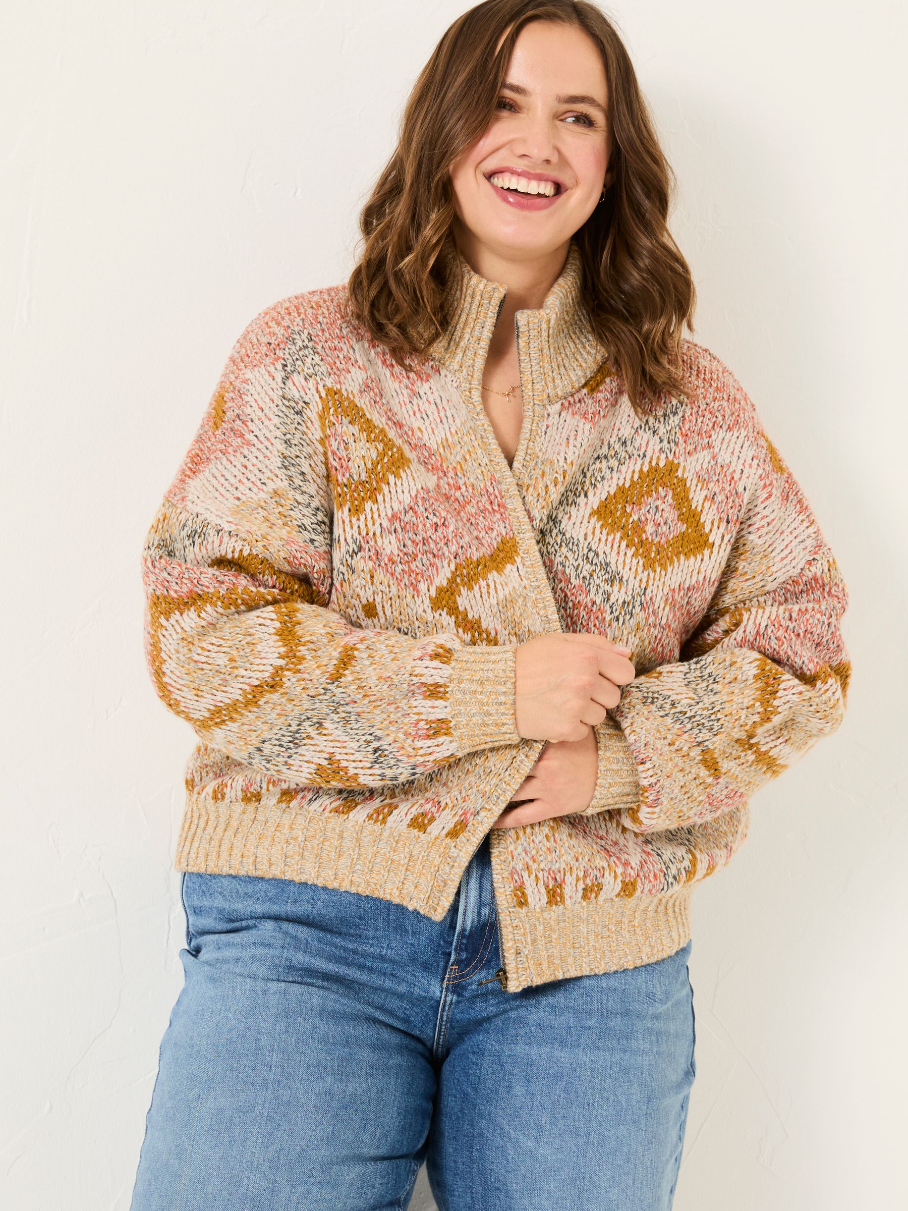 Natural Erin Knitted Zip Through Cardigan - Image 6 of 10