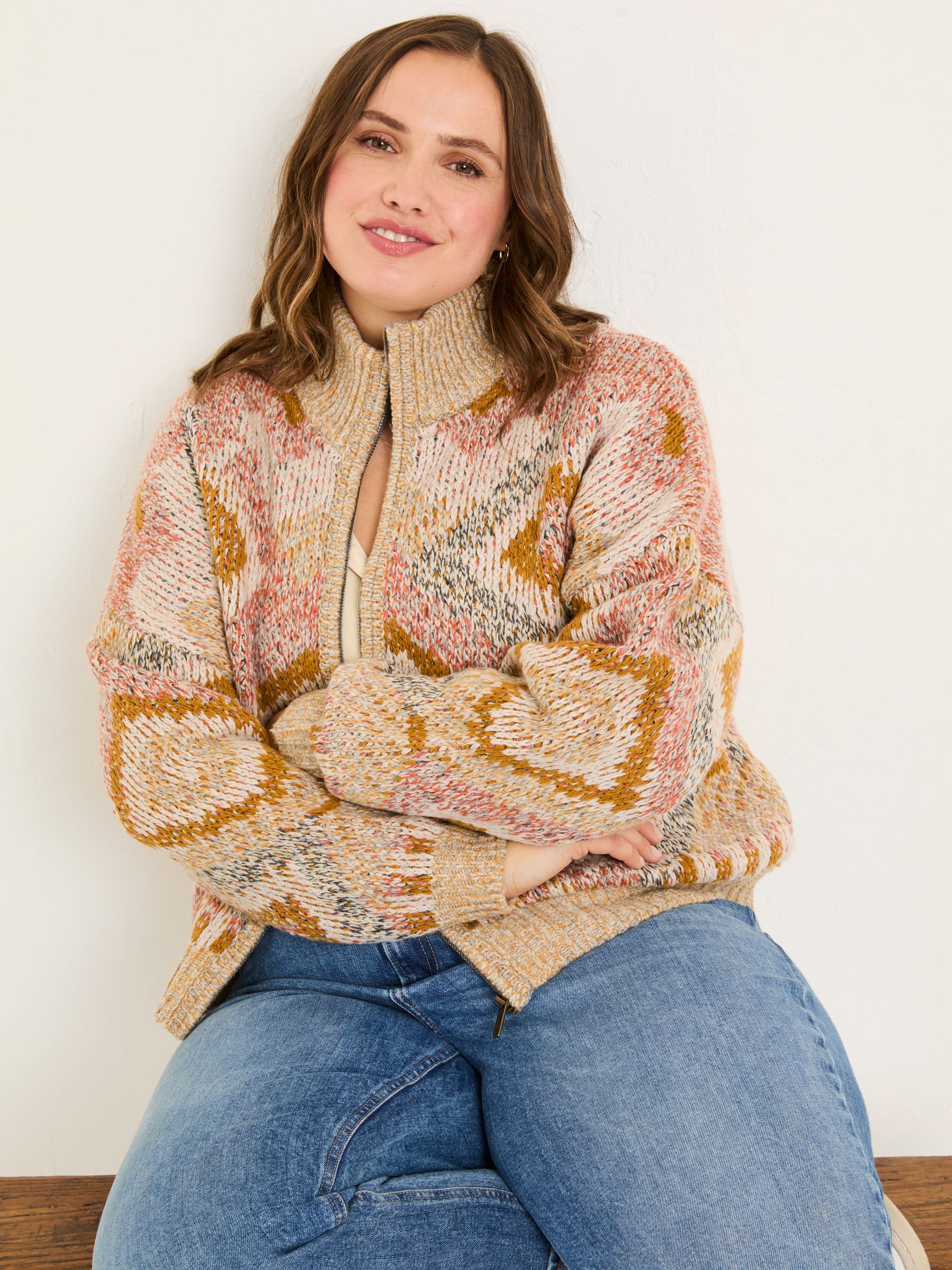 Natural Erin Knitted Zip Through Cardigan - Image 8 of 10