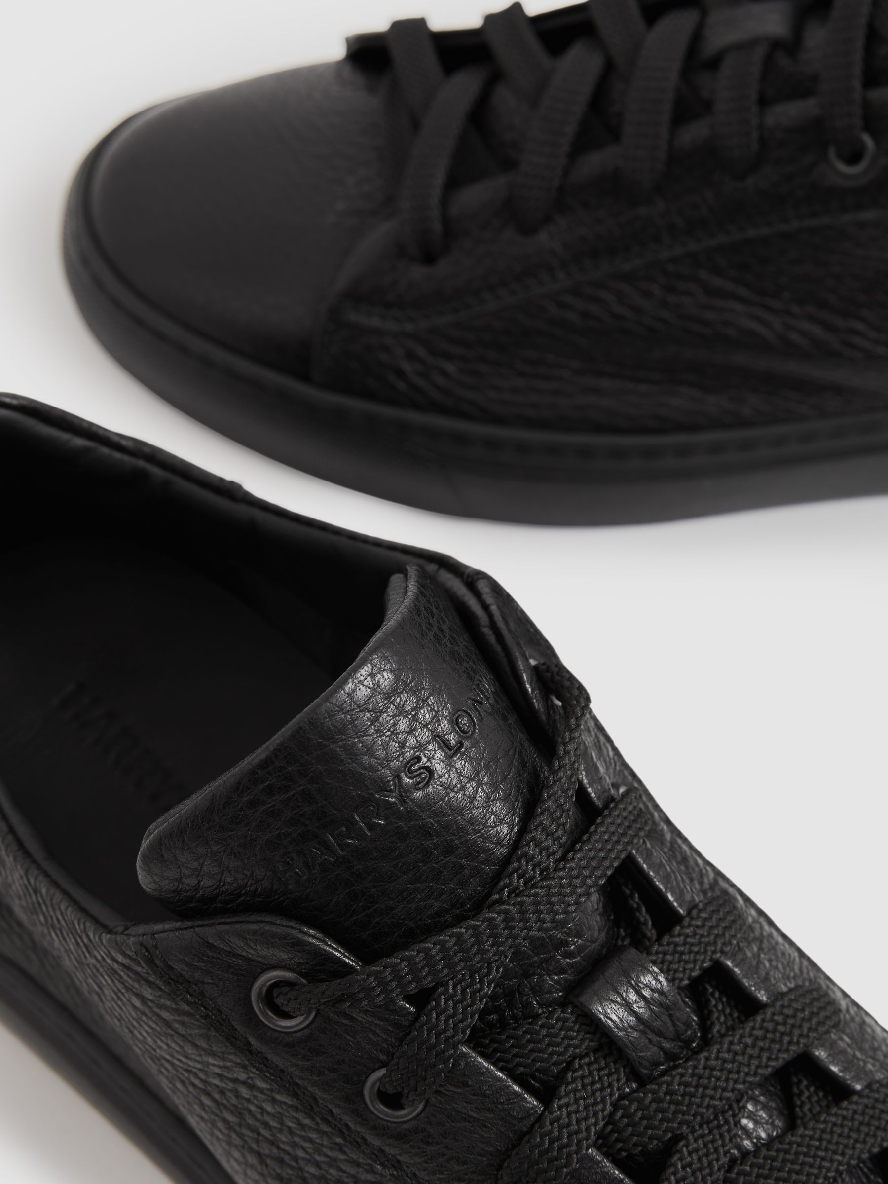 Harrys London Deerskin Lace-Up Trainers in Black - Image 4 of 4