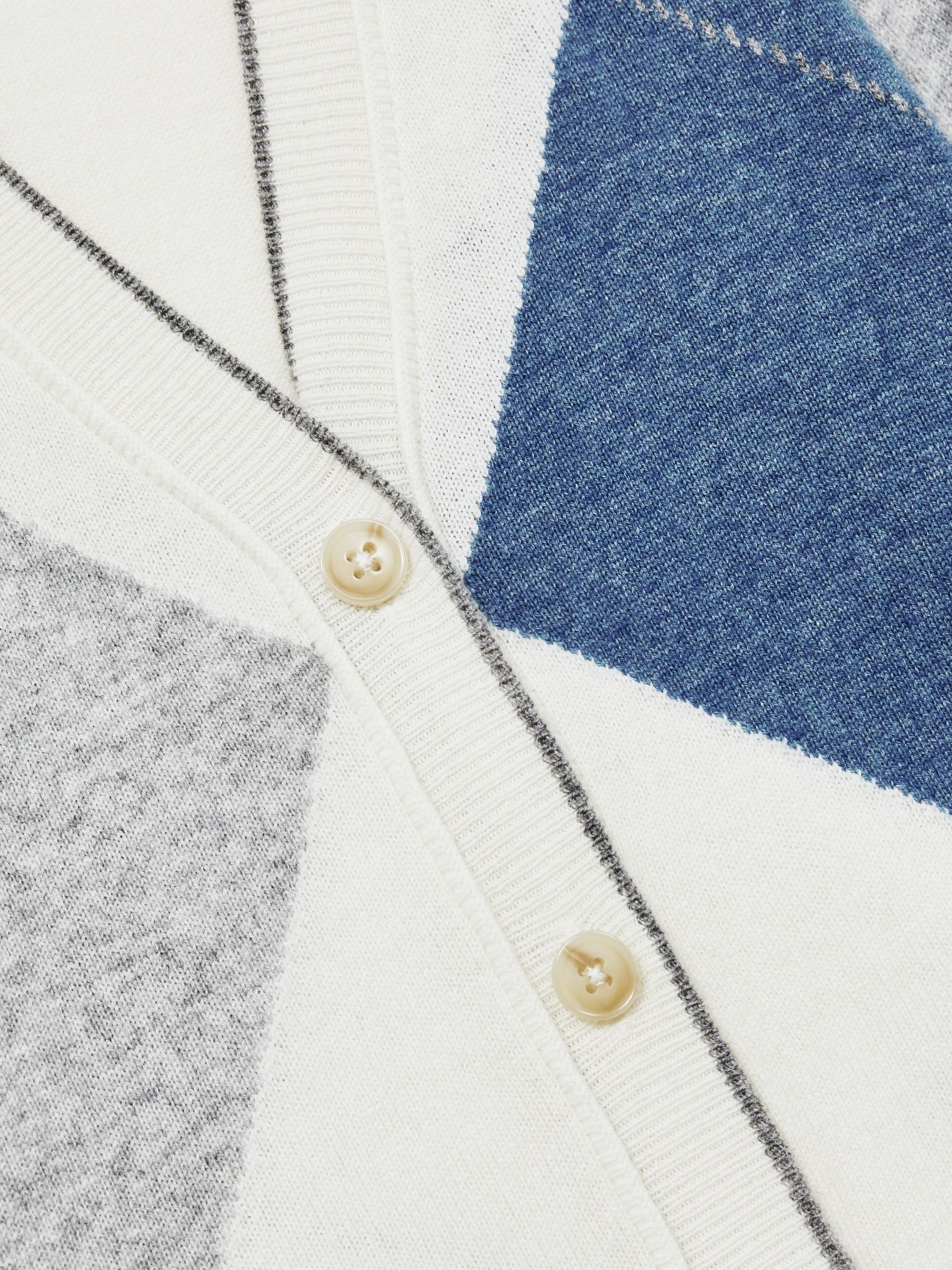 13-14 yrs Argyle Cardigan With Wool And Cashmere in Blue - Image 4 of 4