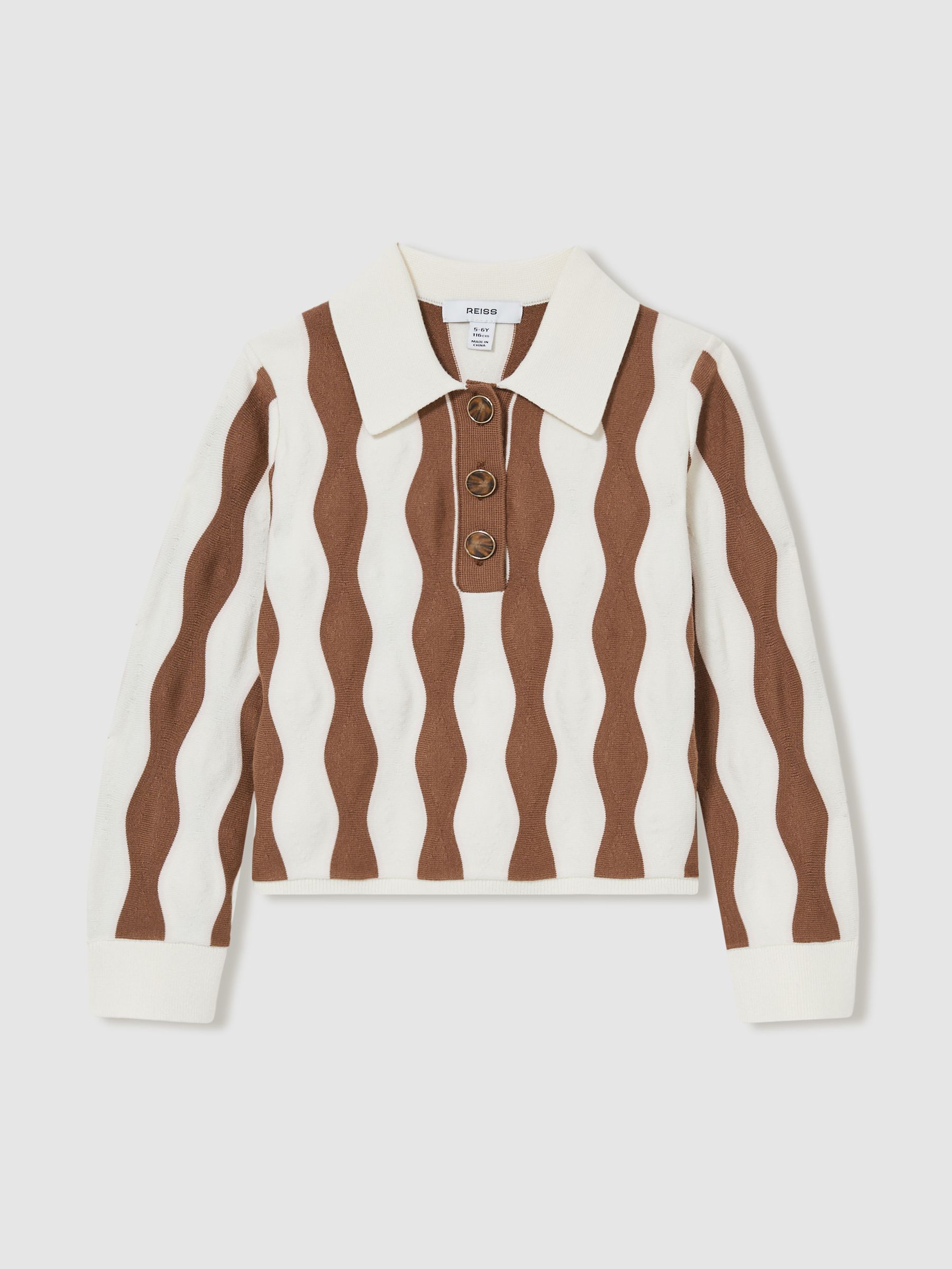 4-9 yrs Zig-Zag Knit Collared Jumper in Ecru - Image 2 of 4