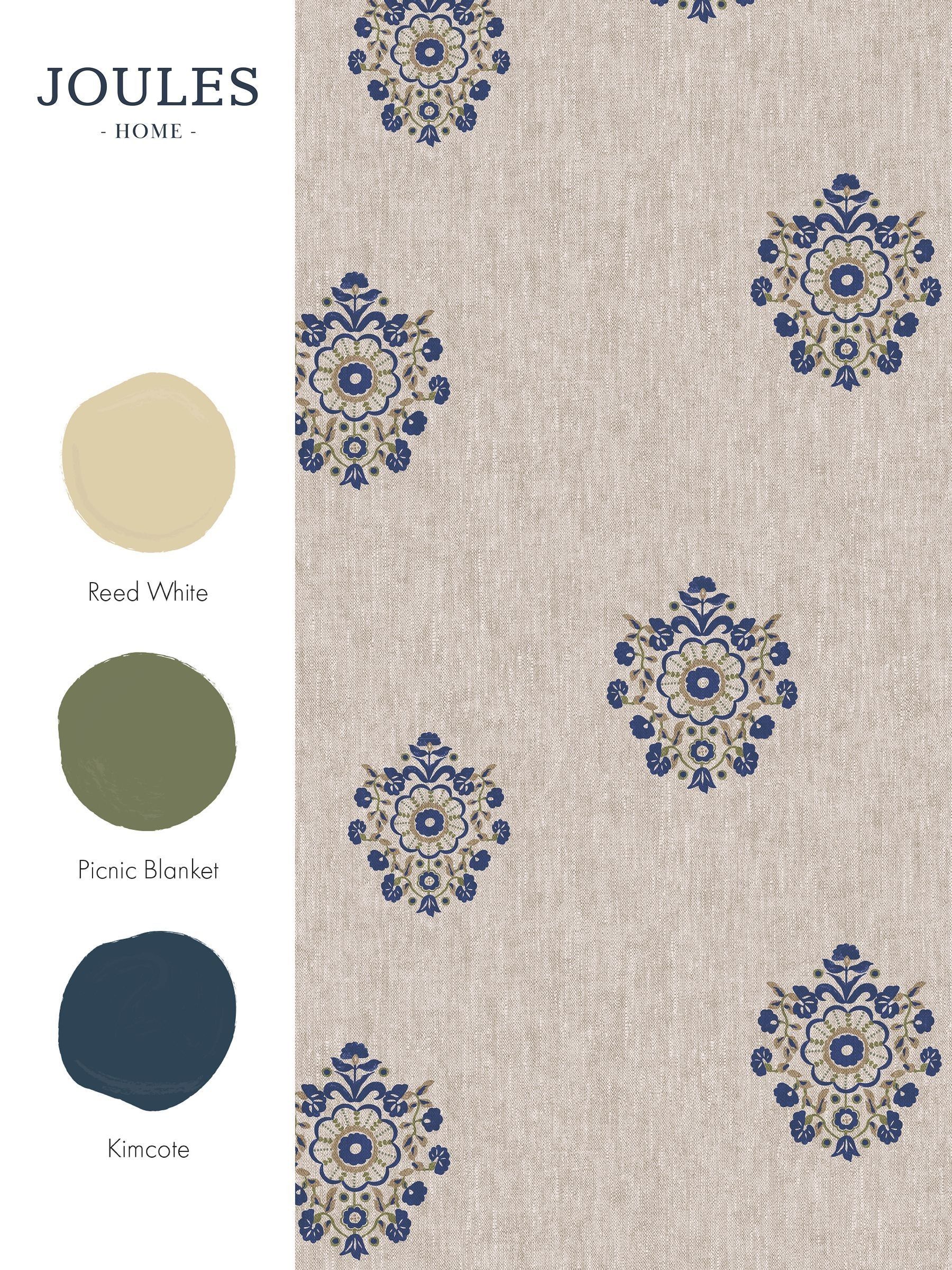 Linen or Blue Grove Motif Print Linen/Blue A4 Wallpaper Sample - Image 4 of 4