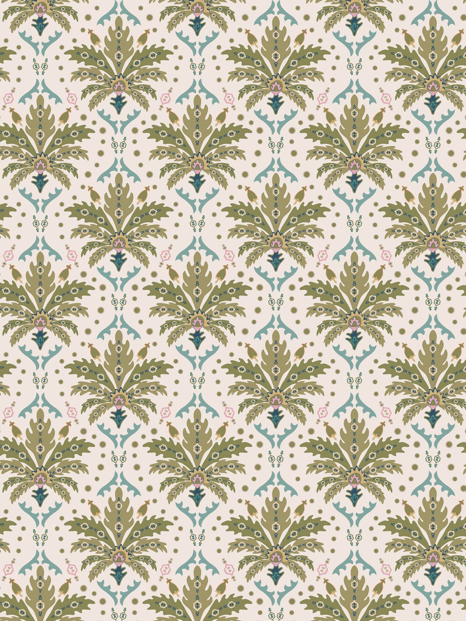 Cream or Multi Palm Geo Print Cream/Multi A4 Wallpaper Sample - Image 2 of 4